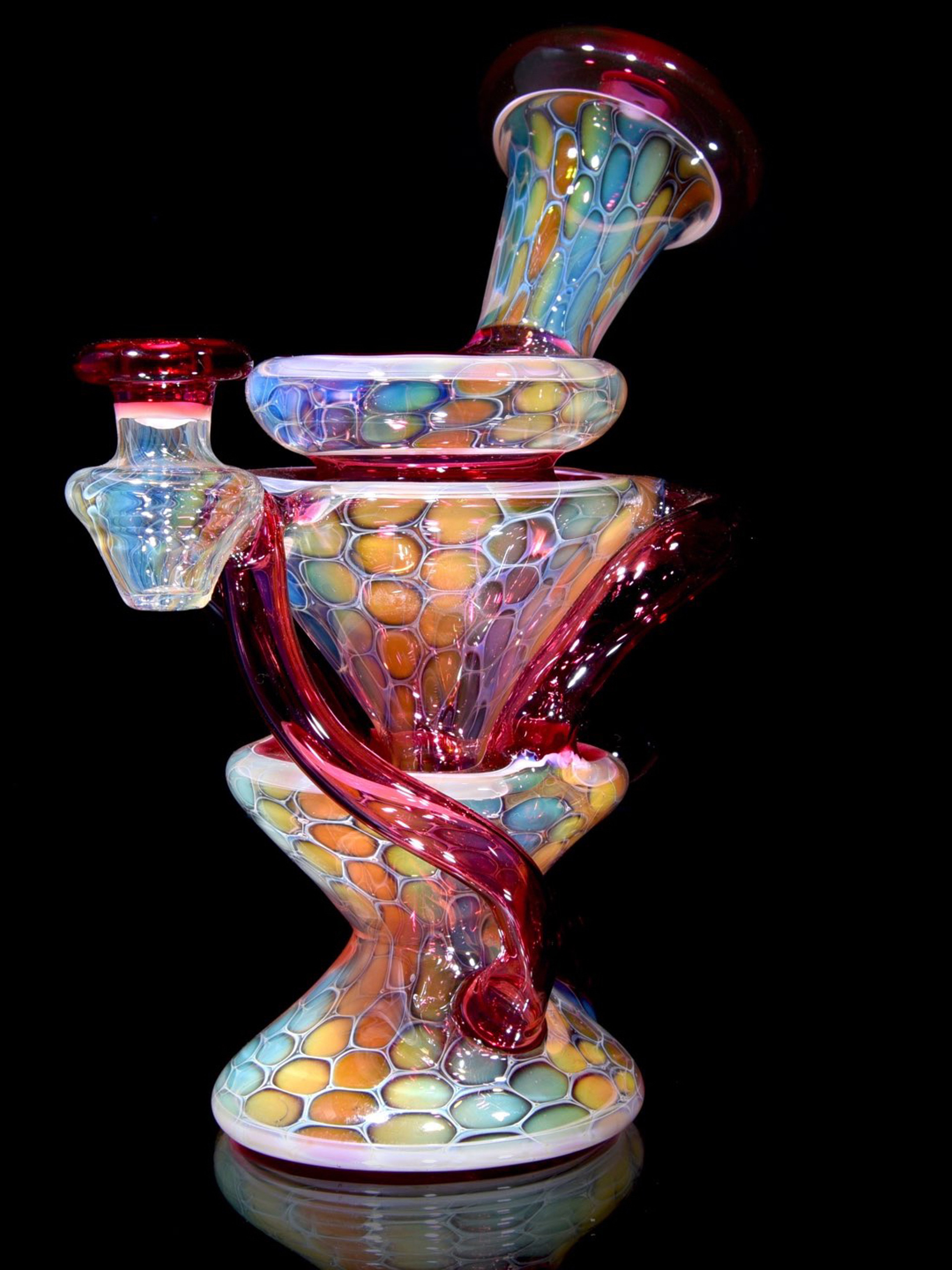 Preview pic of Jakers Glass - Fume Honeycomb/Gold Ruby/Star White Double-Uptake Klein Recyclerak