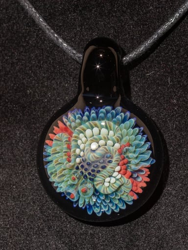 Preview pic of Coral Reef Pendant | Borosilicate Glass Ocean Jewelry | Beach Accessories | Sea Glass Necklace