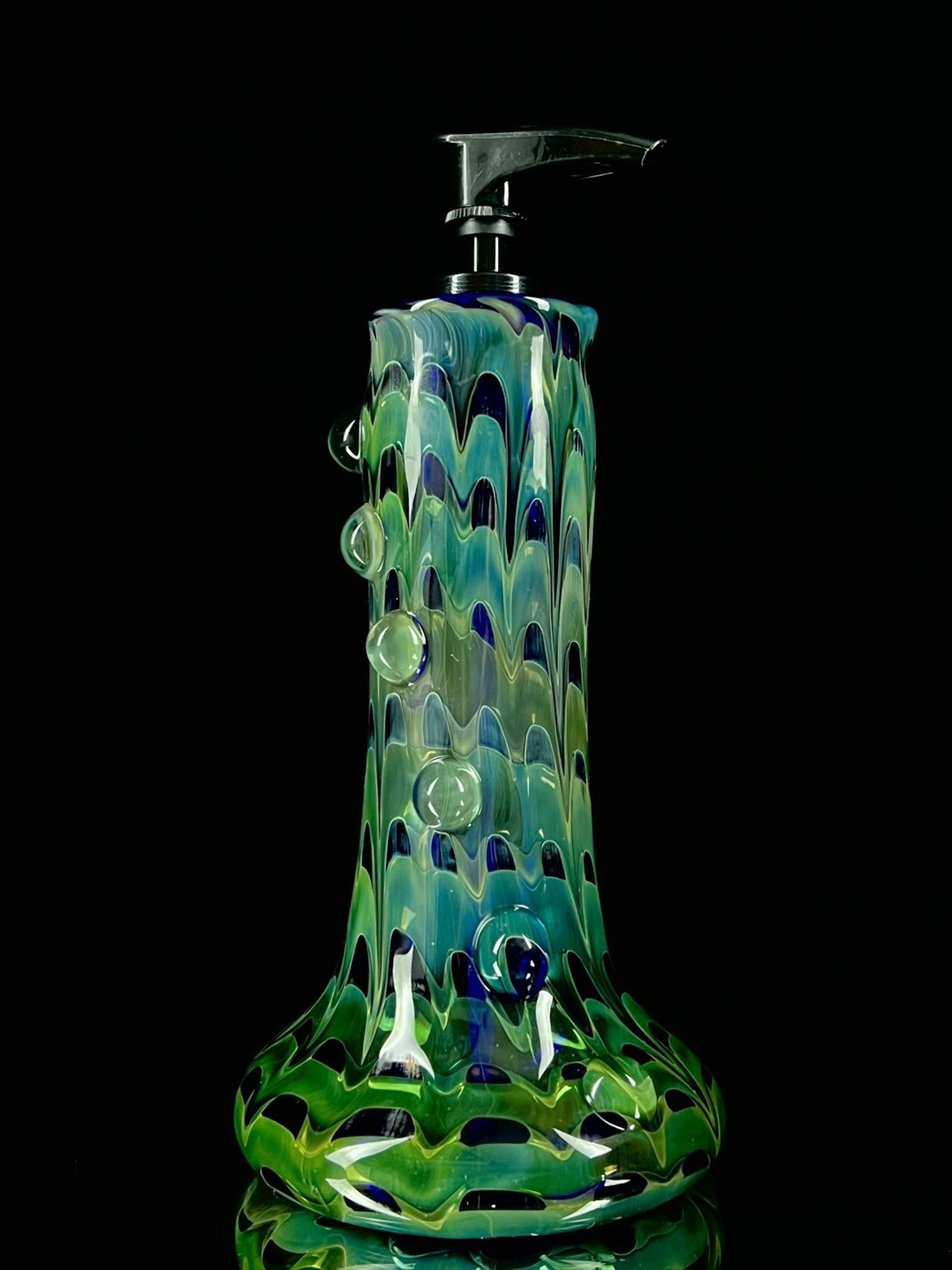 Preview pic of Fume over cobalt soap dispenser by Phase Glass