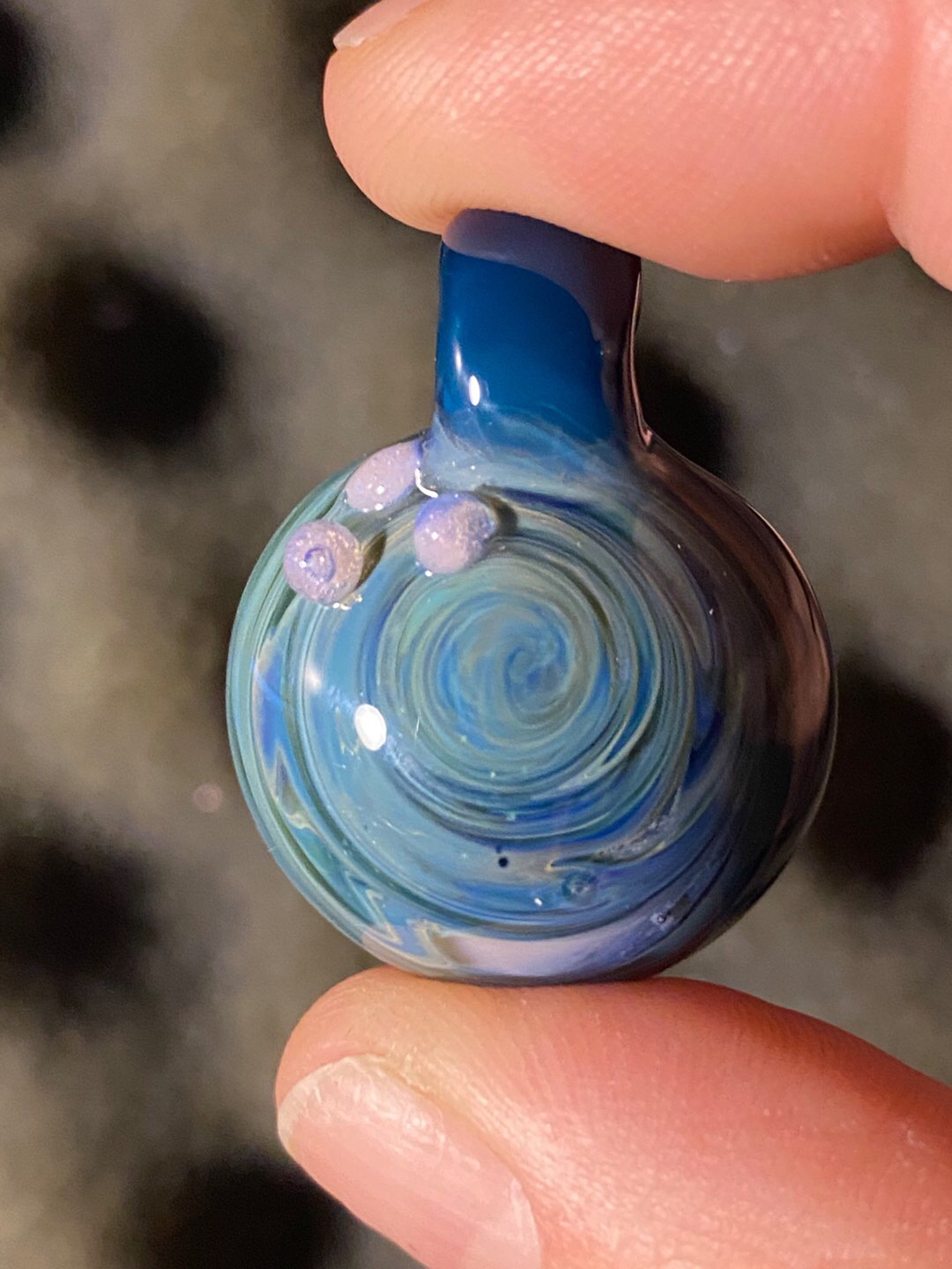 Blue and Pink Silver Fumed Swirl Pendant image 0