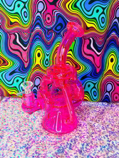 Preview pic of Neon Hot Pink Recycler Water Pipe
