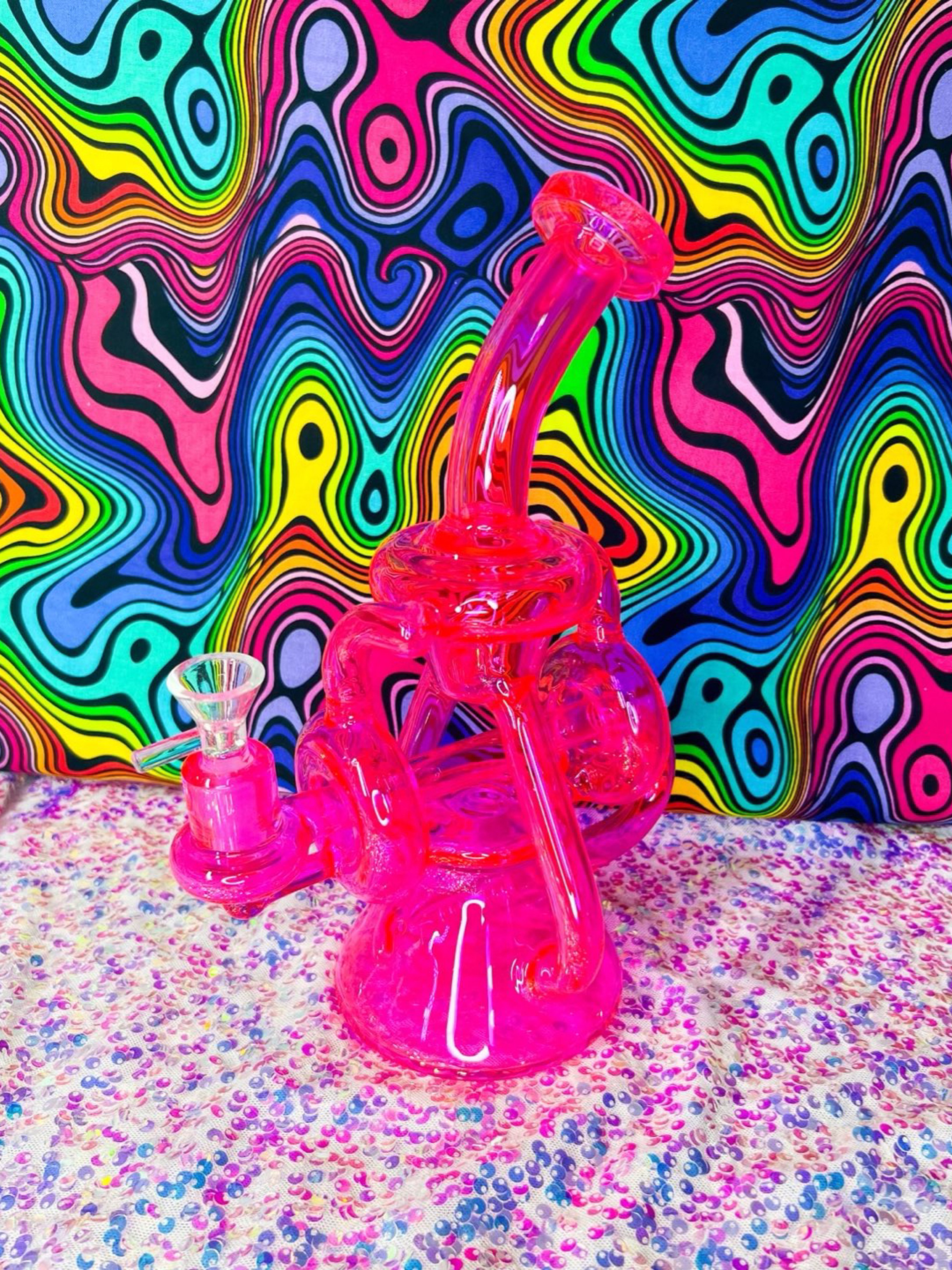 Preview pic of Neon Hot Pink Recycler Water Pipe