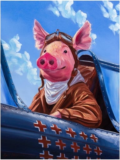 Preview pic of “Flying Pig” print by Stephen Wheeler Studio