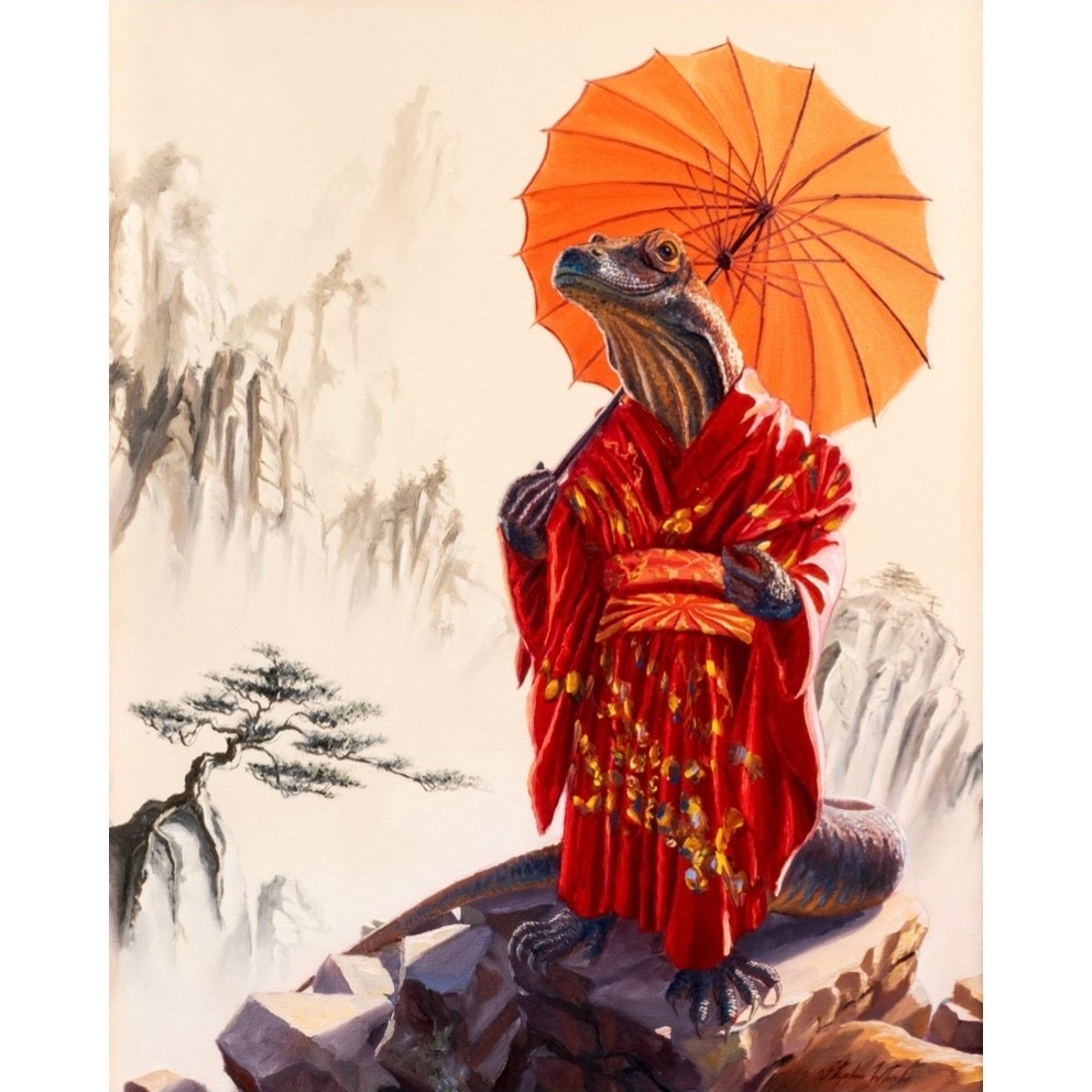 Preview pic of “Kimono Dragon” print by Stephen Wheeler Studio