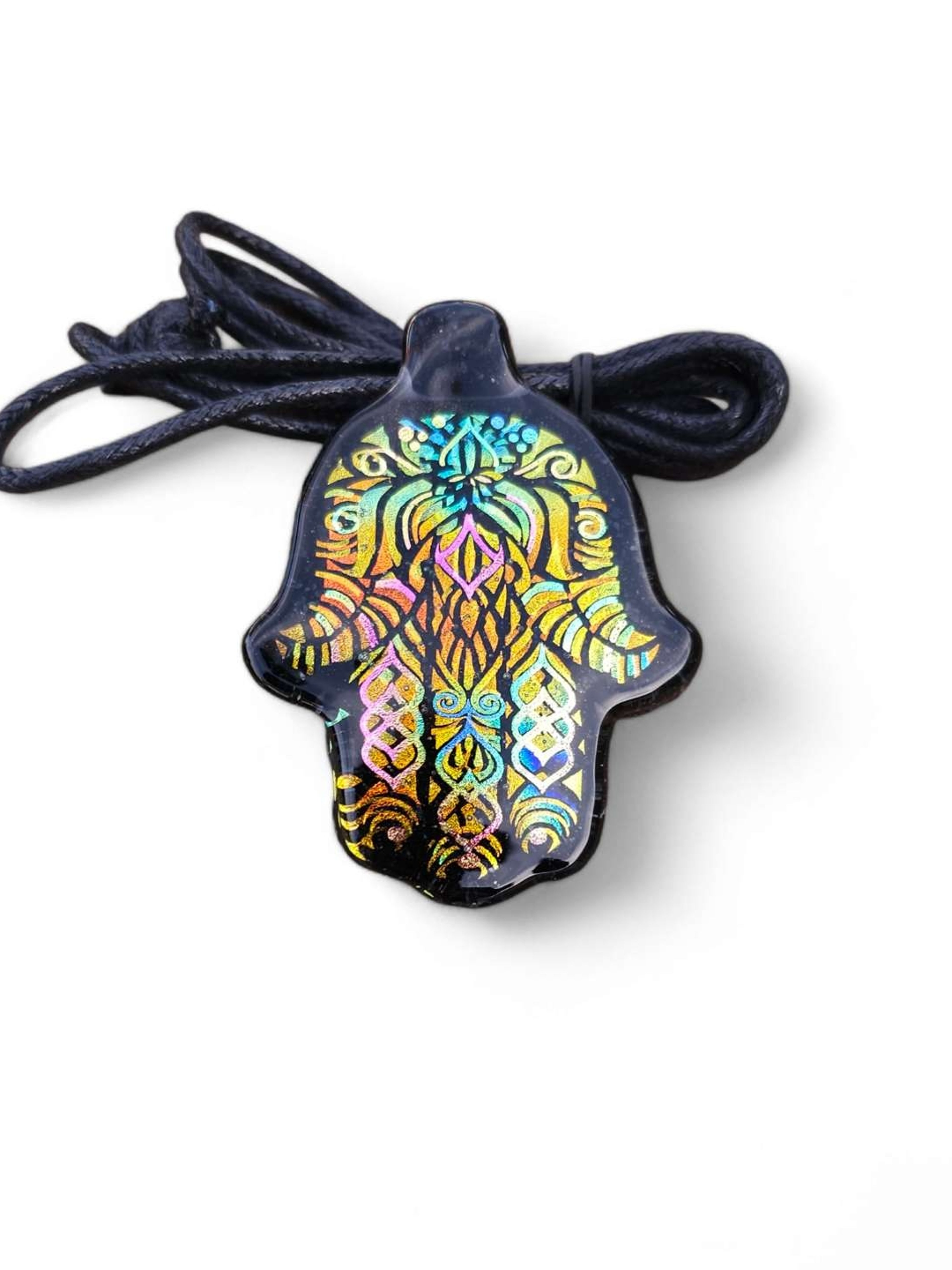 Preview pic of Hamsa Hand Layered Dichro Pendant