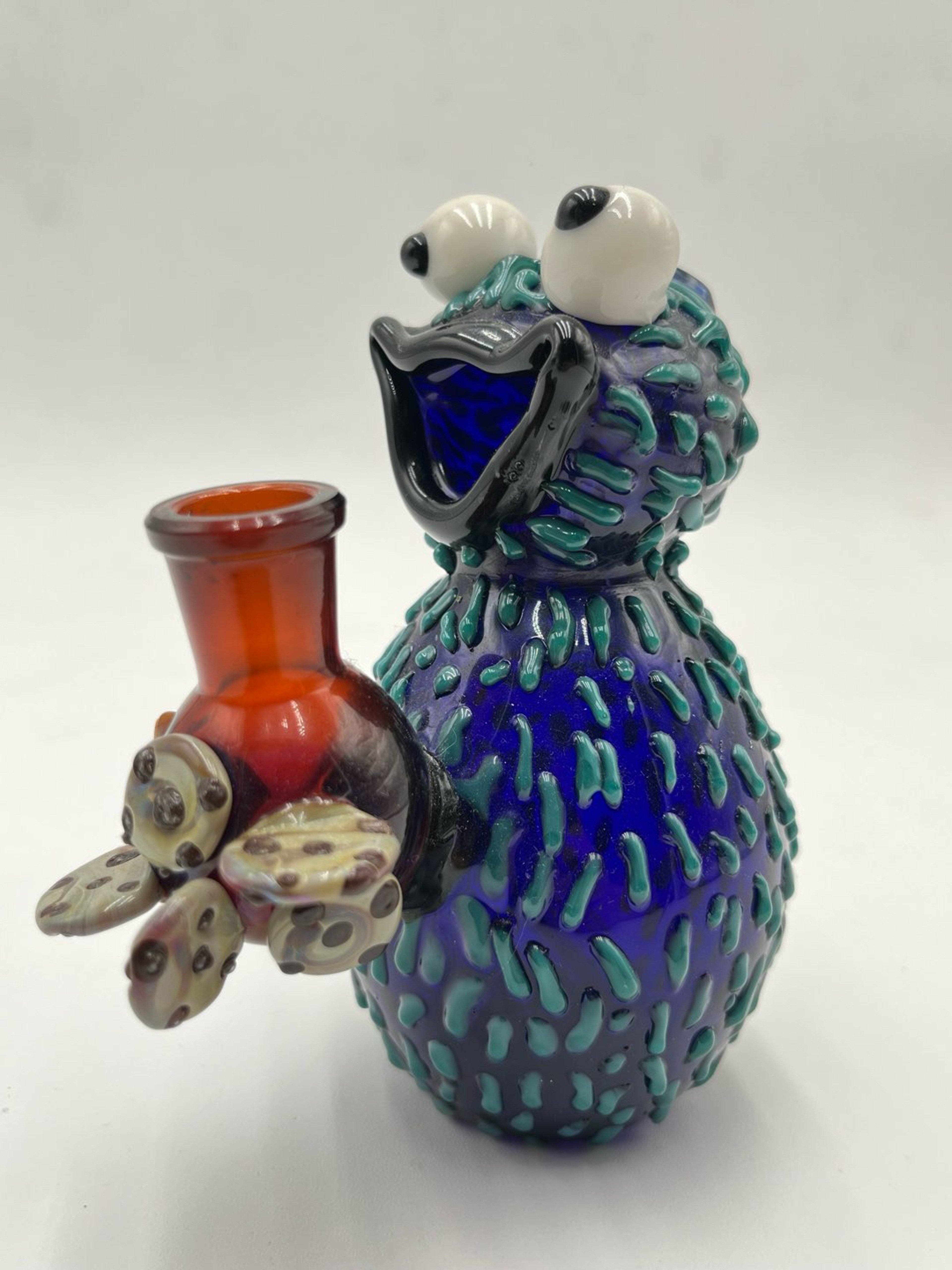 Preview pic of CUSTOM HANDMADE 1 OF 1 COOKIE MONSTER BONG / RIG BY BLOWFISHGLASS