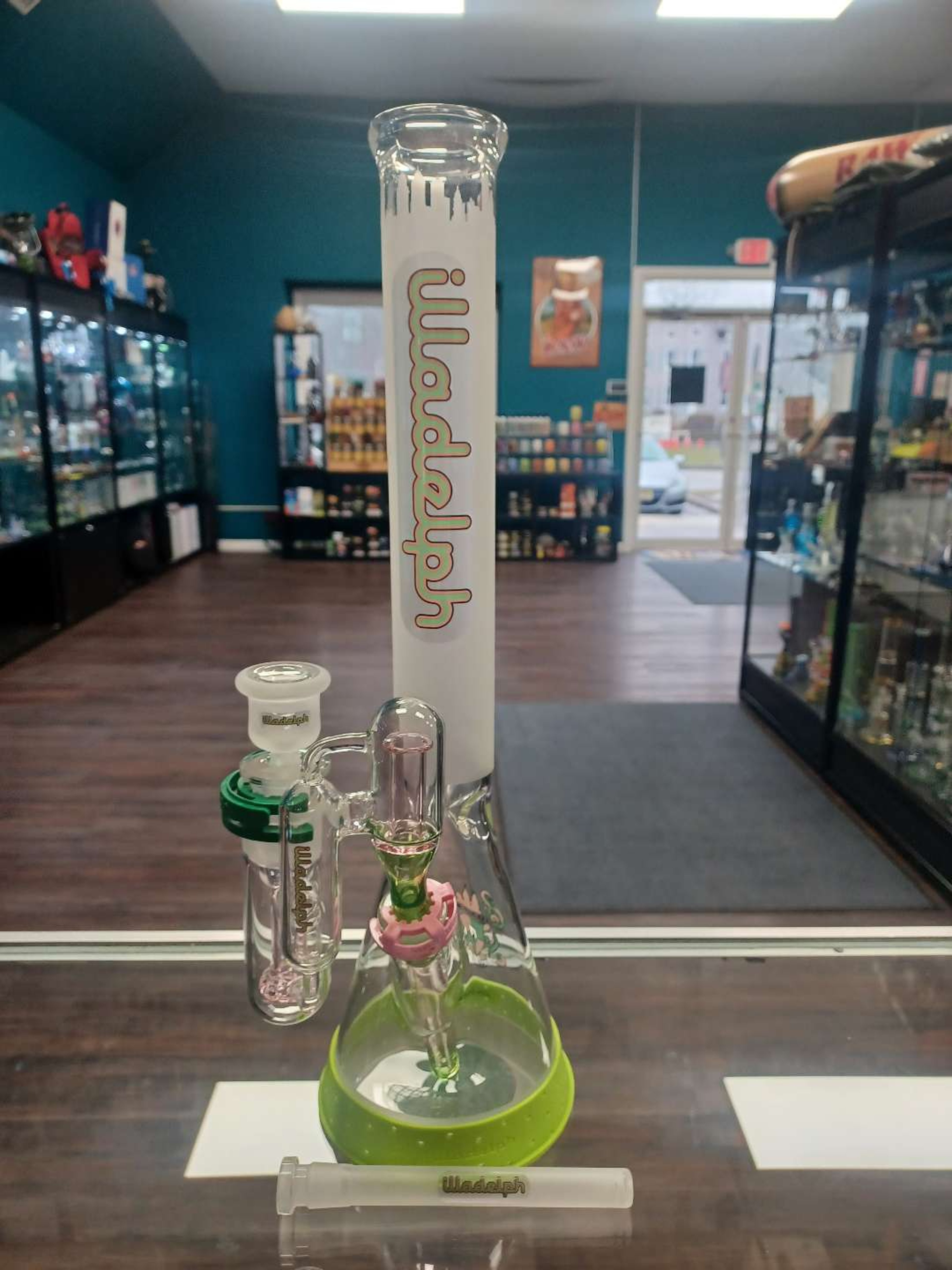 Preview pic of Illadelph Frosted Watermelon Medium Beaker & El Calmo Ash Catcher