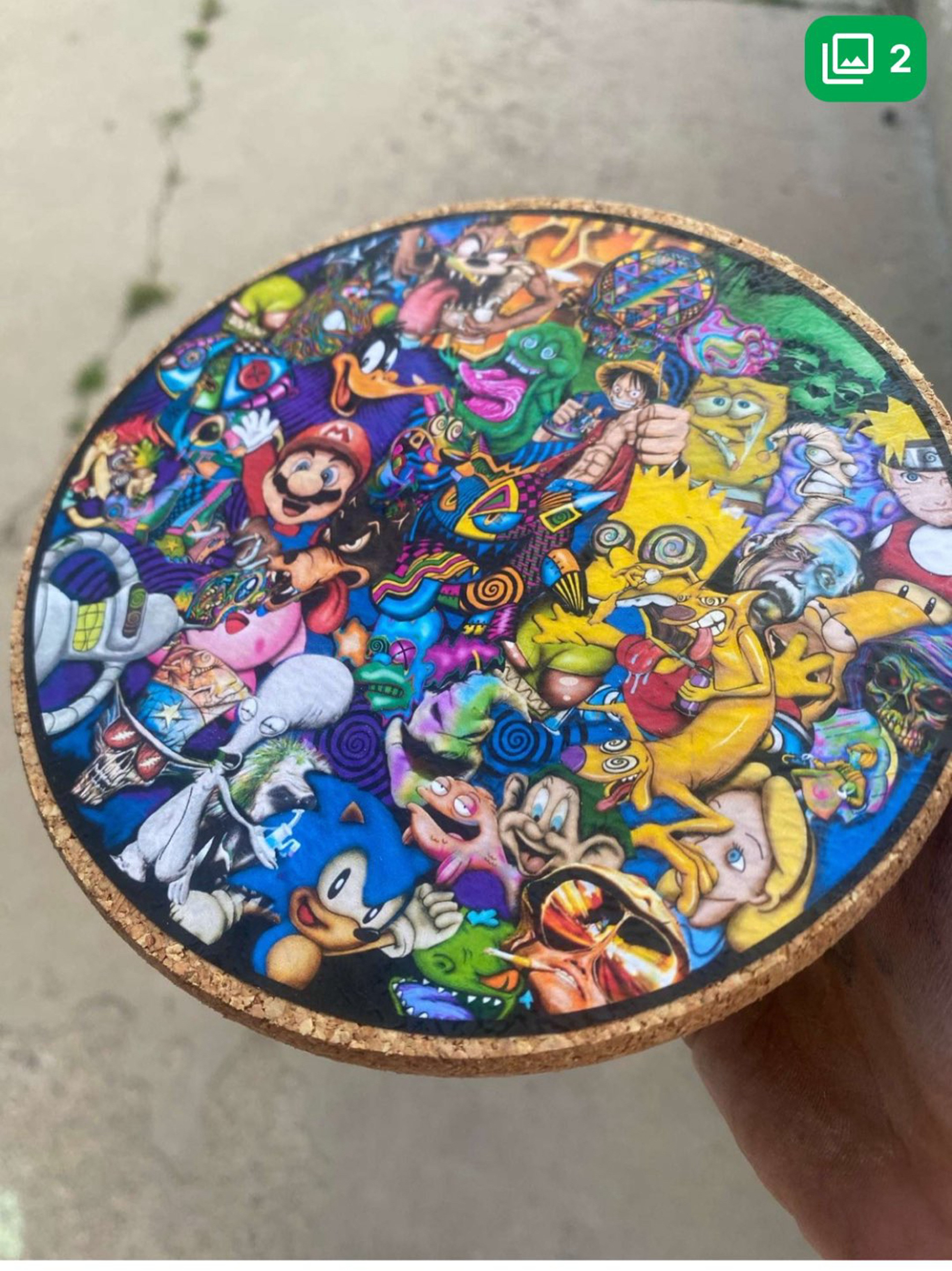 Preview pic of cartoon  collage 6” cork mat