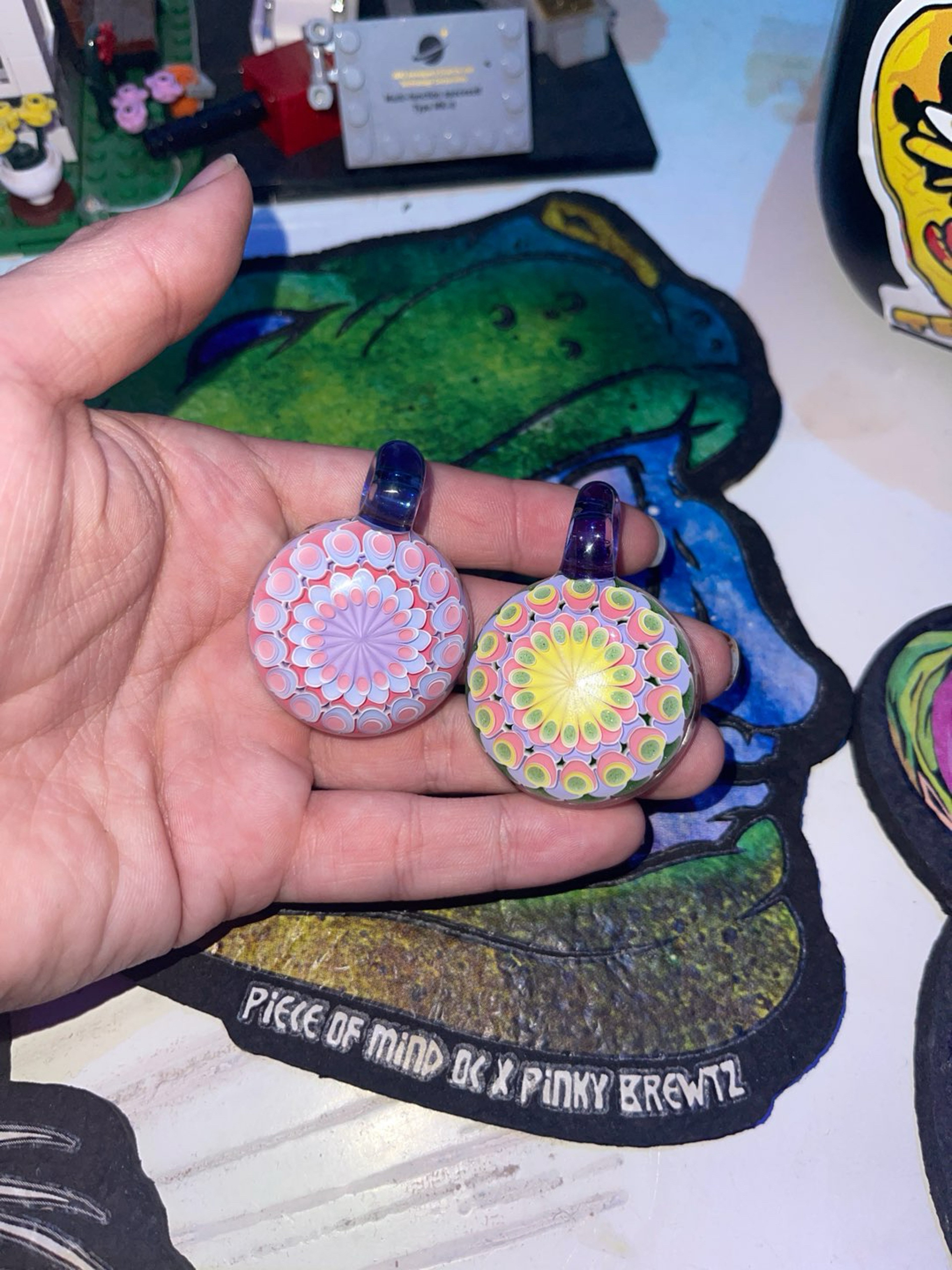 Preview pic of His & hers olour glass pendants 2021
