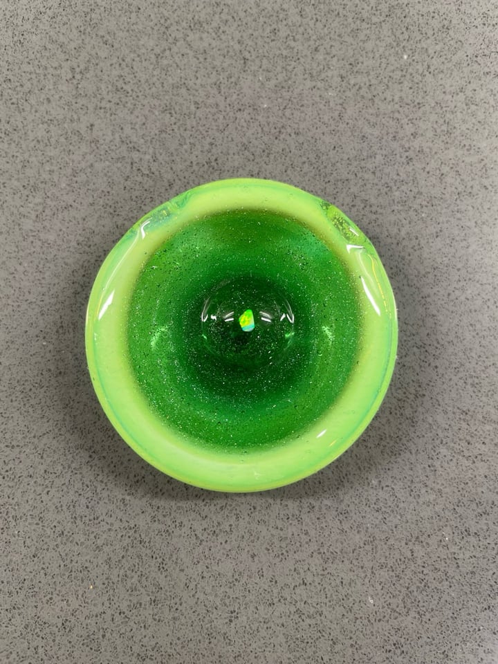 Slime Green Hollow Disk Pendant with Opal