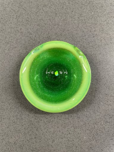 Preview pic of Slime Green Hollow Disk Pendant with Opal