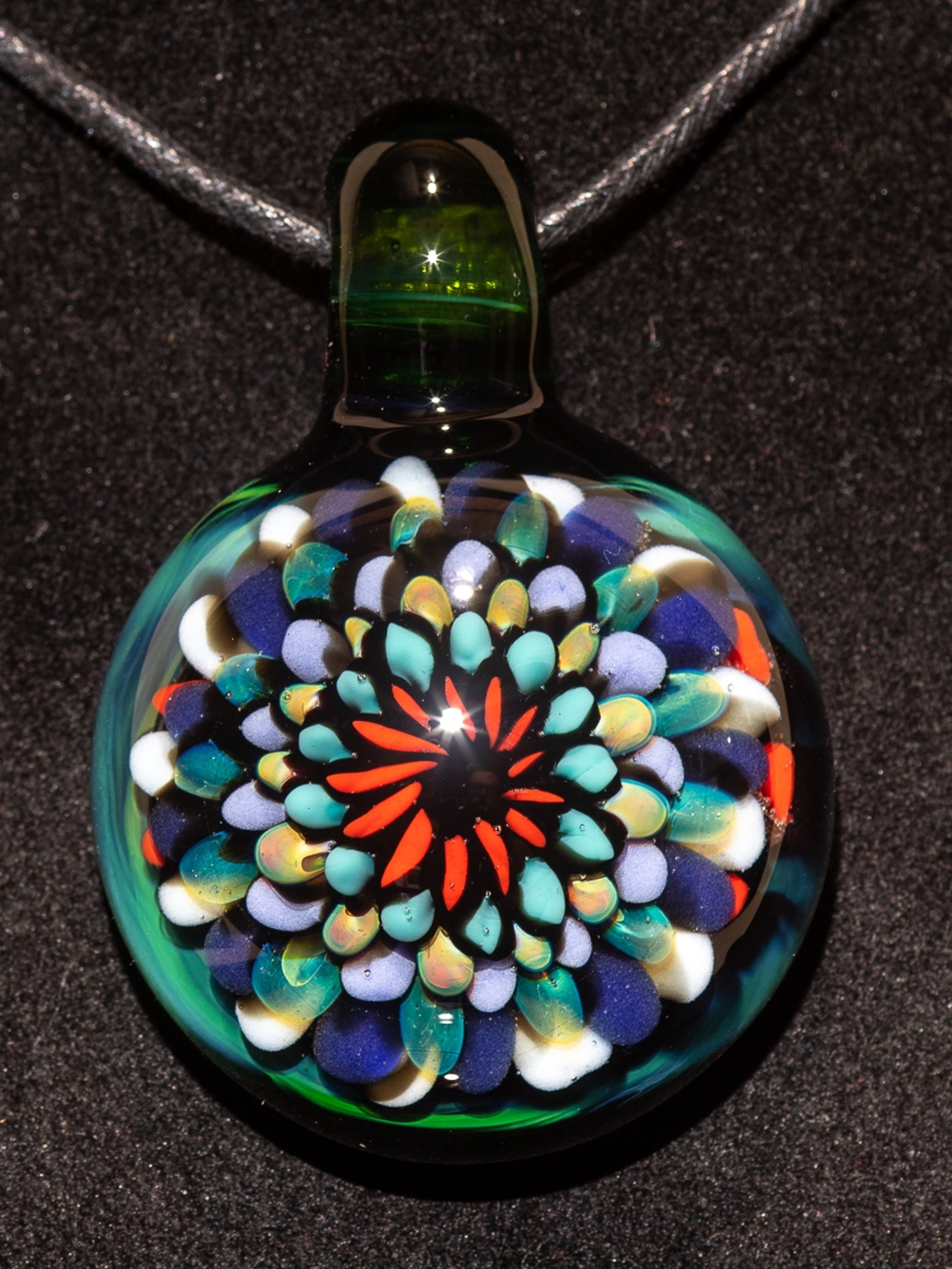 Preview pic of Fillacello Pendant | Floral Jewelry Geometric Necklace | Heady Multicolored Rainbow Pendant |
