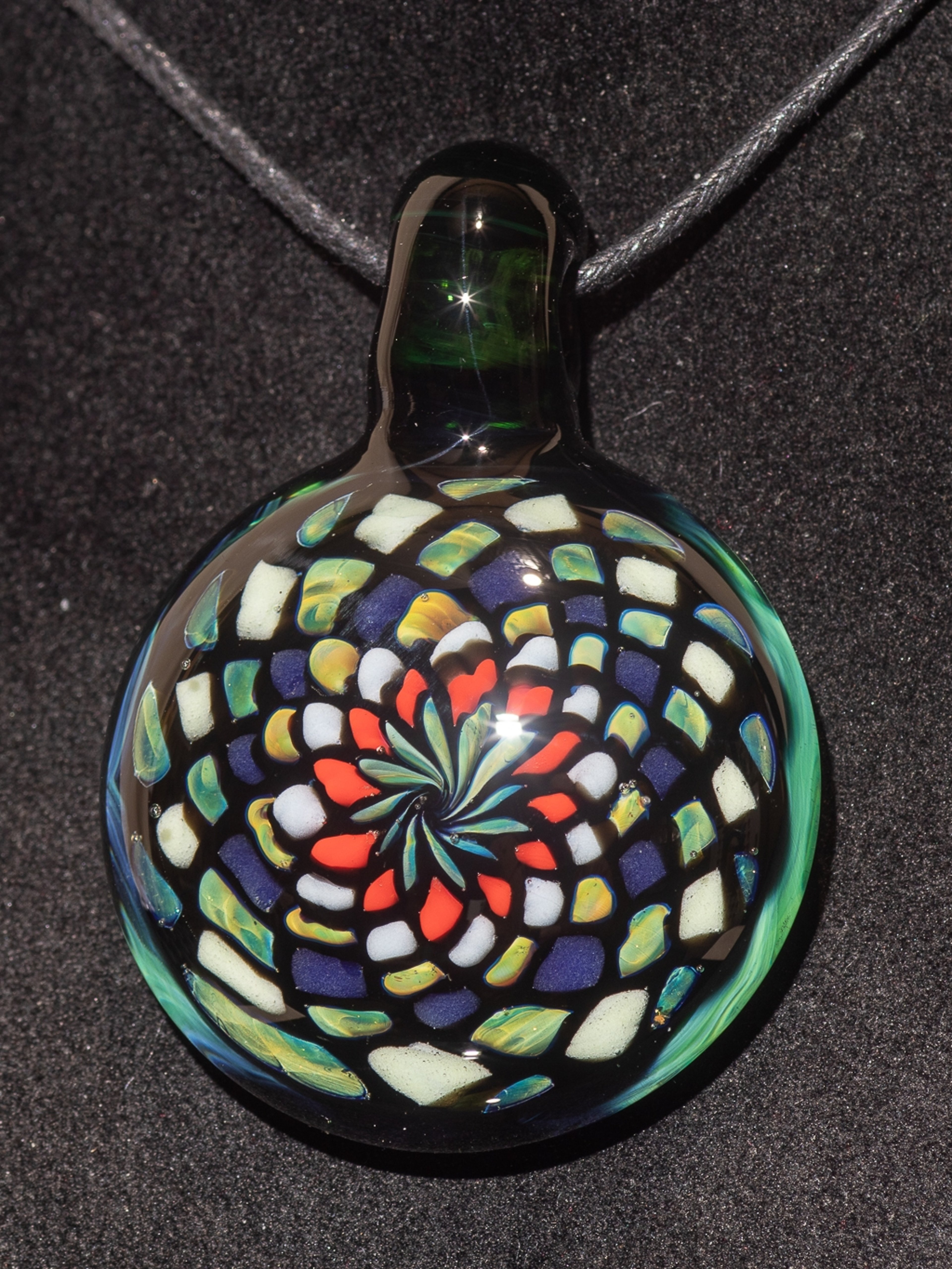Preview pic of Fillacello Pendant | Floral Jewelry Geometric Necklace | Heady Multicolored Rainbow Pendant |