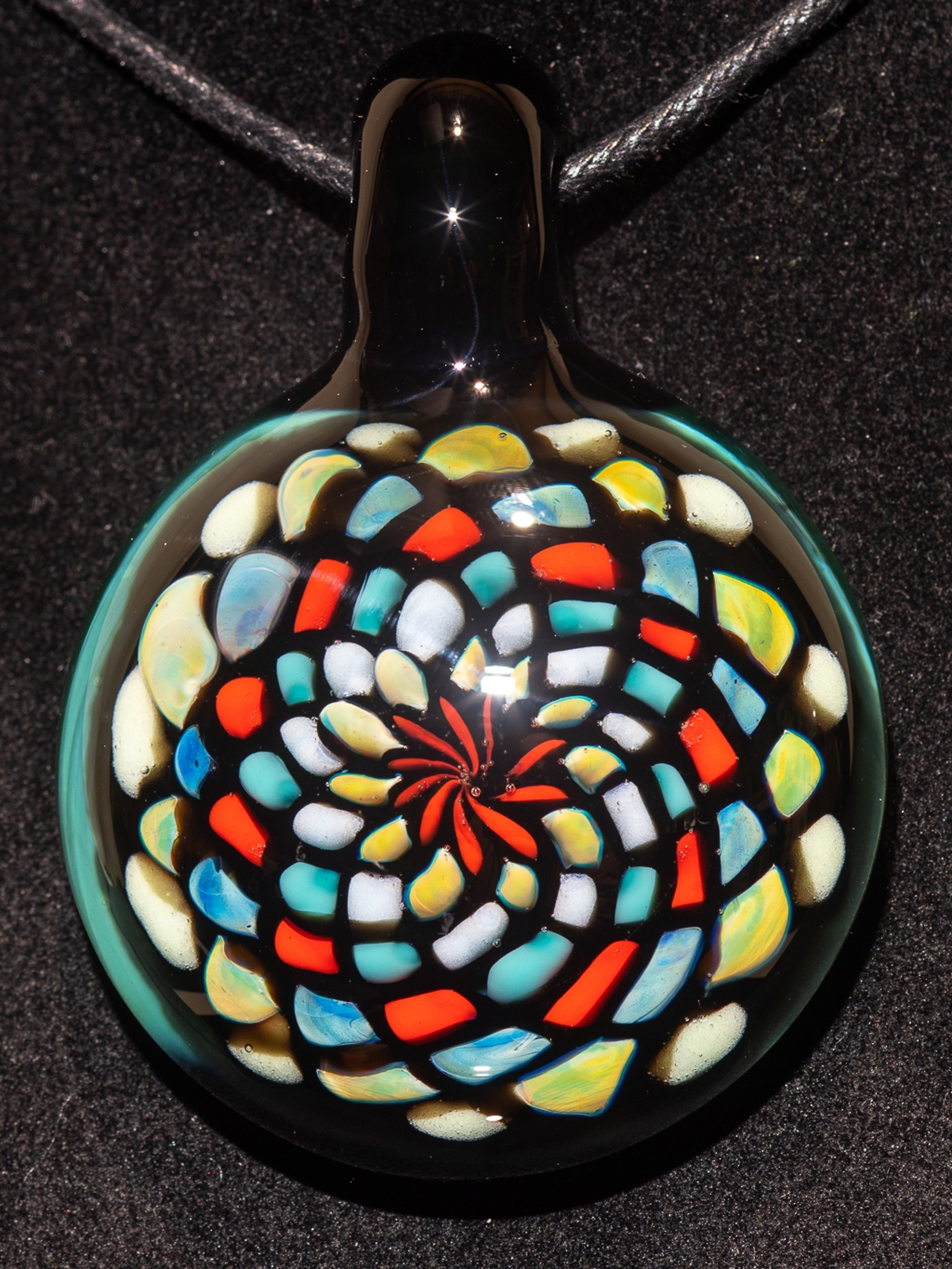 Preview pic of Fillacello Pendant | Floral Jewelry Geometric Necklace | Heady Multicolored Rainbow Pendant |