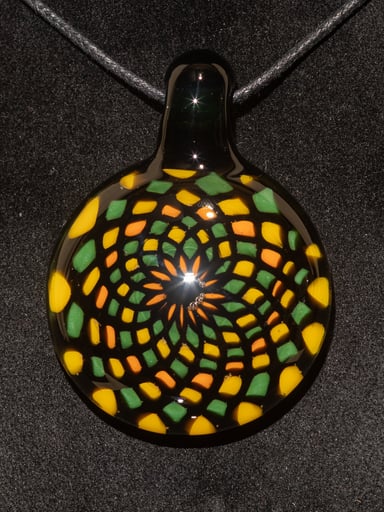 Preview pic of Fillacello Pendant | Floral Jewelry Geometric Necklace | Heady Multicolored Rainbow Pendant |