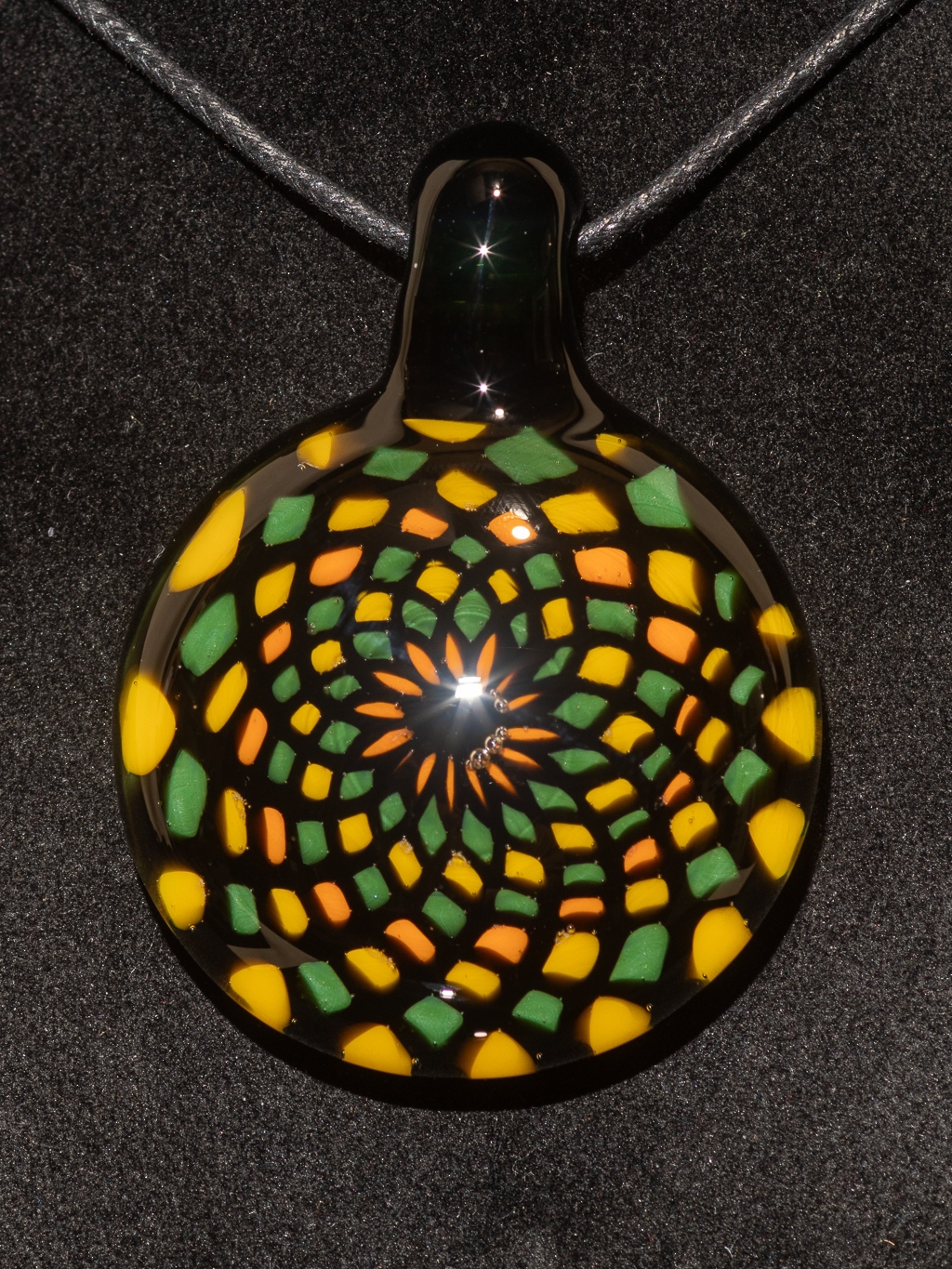 Preview pic of Fillacello Pendant | Floral Jewelry Geometric Necklace | Heady Multicolored Rainbow Pendant |