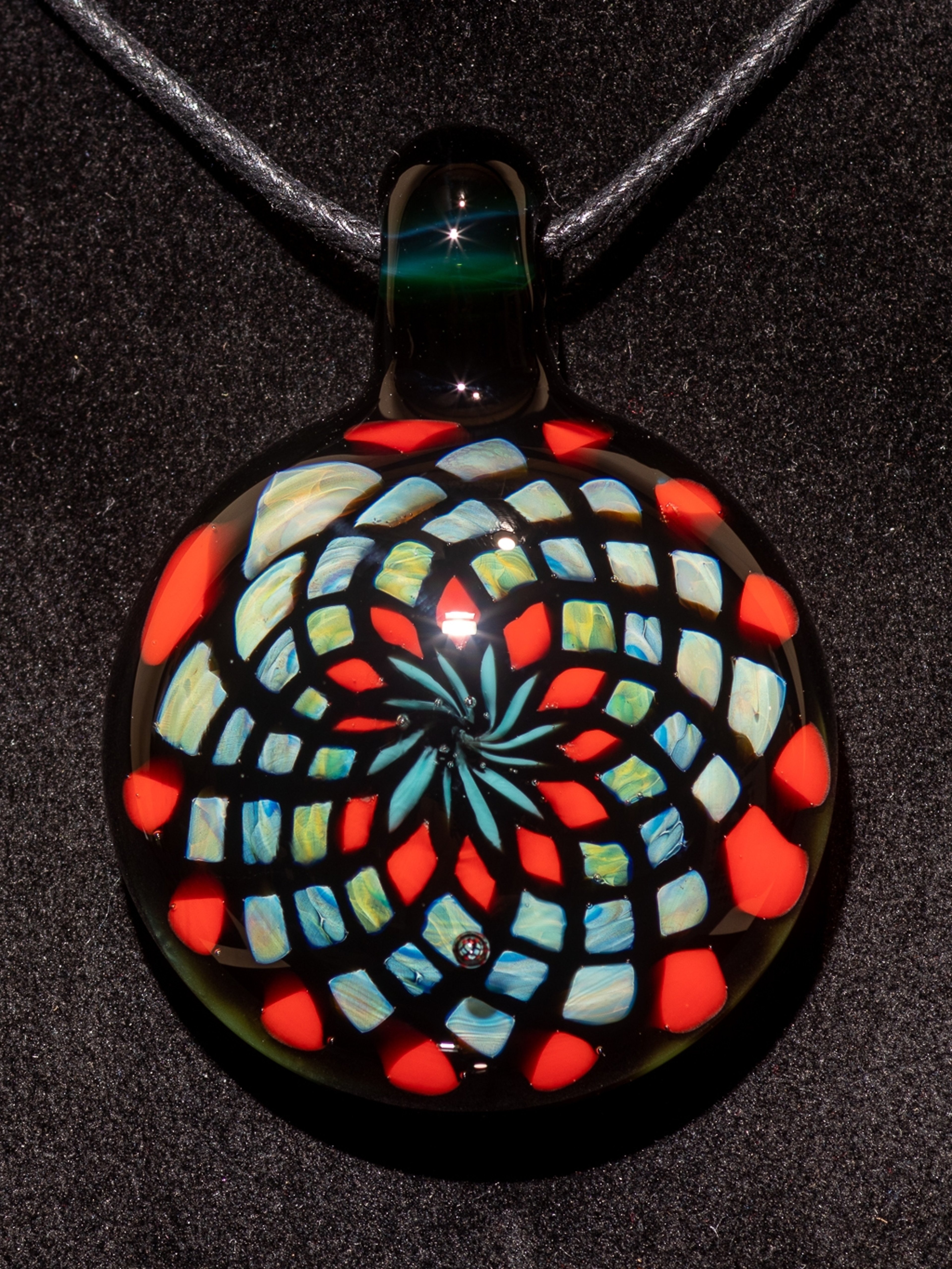 Preview pic of Fillacello Pendant | Floral Jewelry Geometric Necklace | Heady Multicolored Rainbow Pendant |