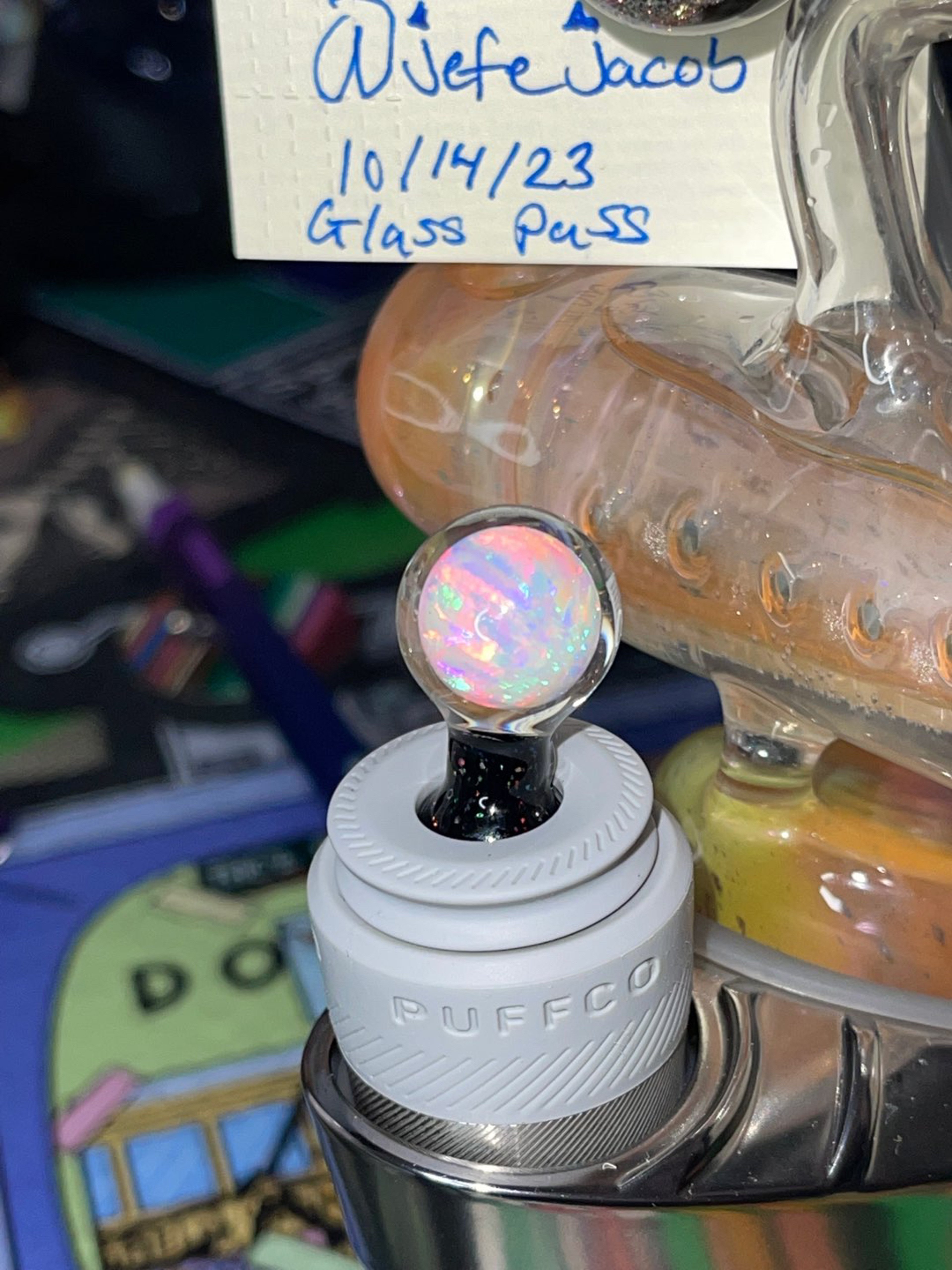 Preview pic of BHORO GLASS 8MM OPAL BLACK CRUSHED OPAL PUFFCO PEAK PRO BALL CAP