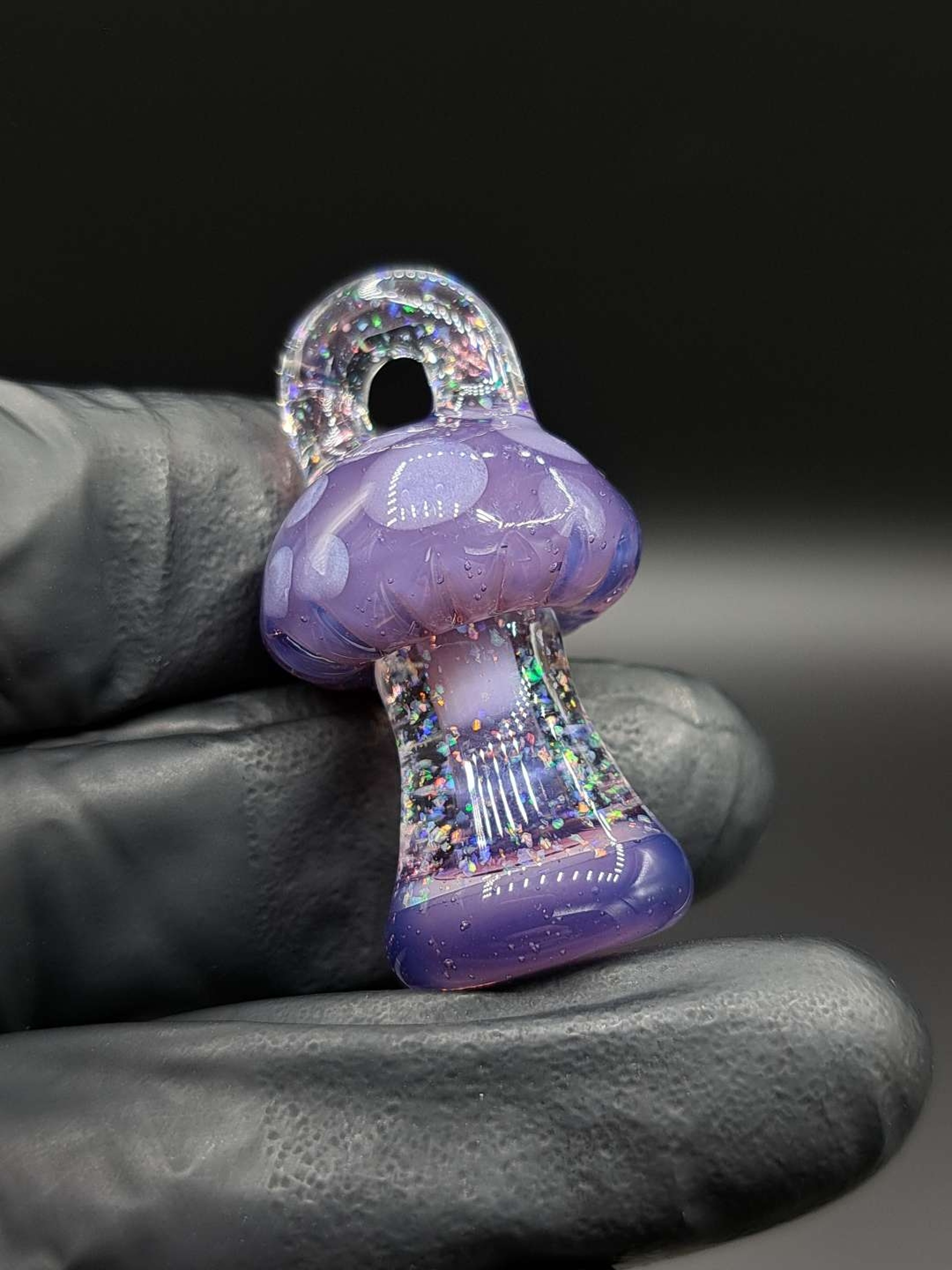 Preview pic of Purple mushroom pendant crushed opal