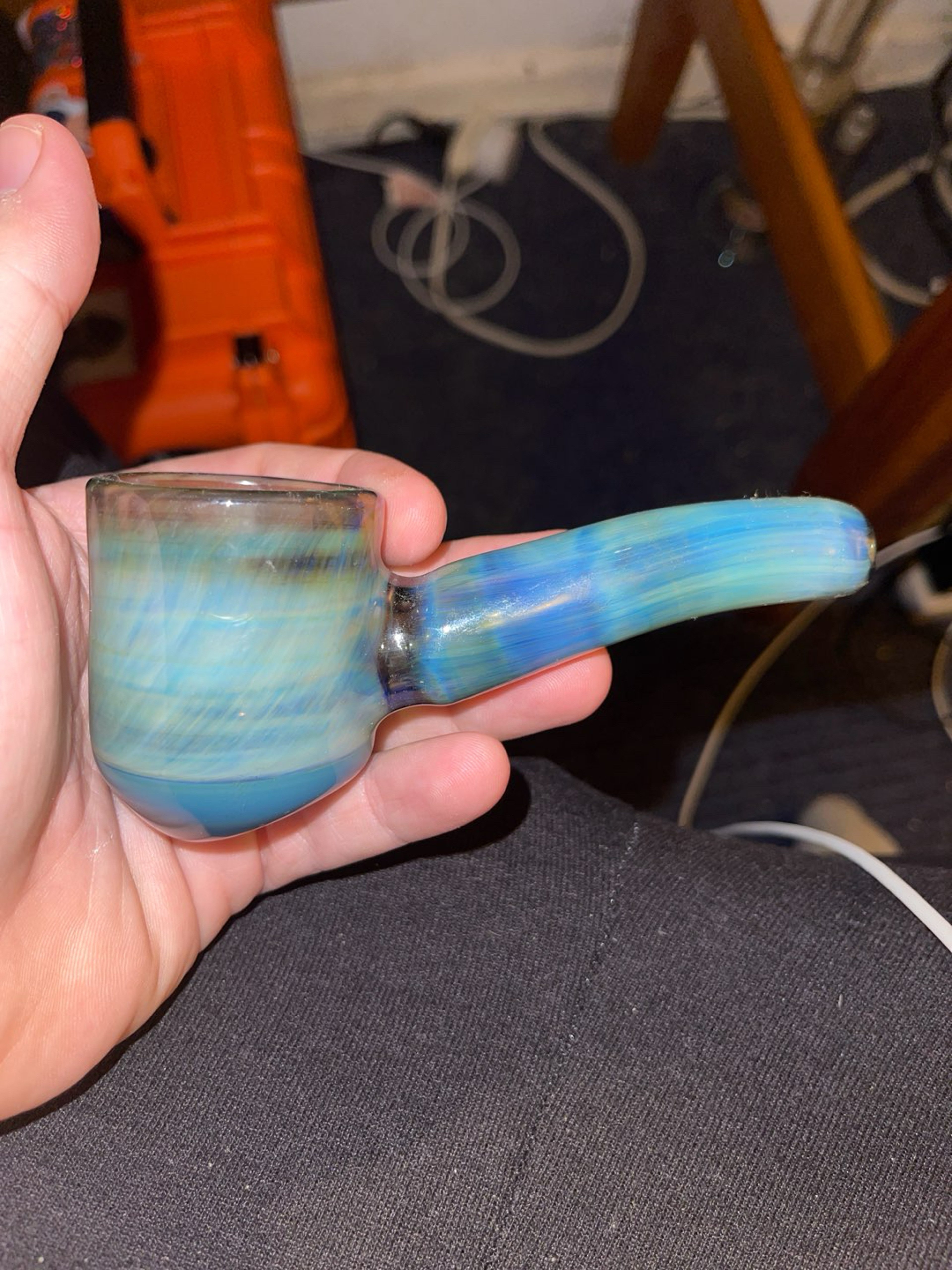 Preview pic of 2022 Shaggy Glass Cerulean Sherlock Layback Puffco Proxy Attachment