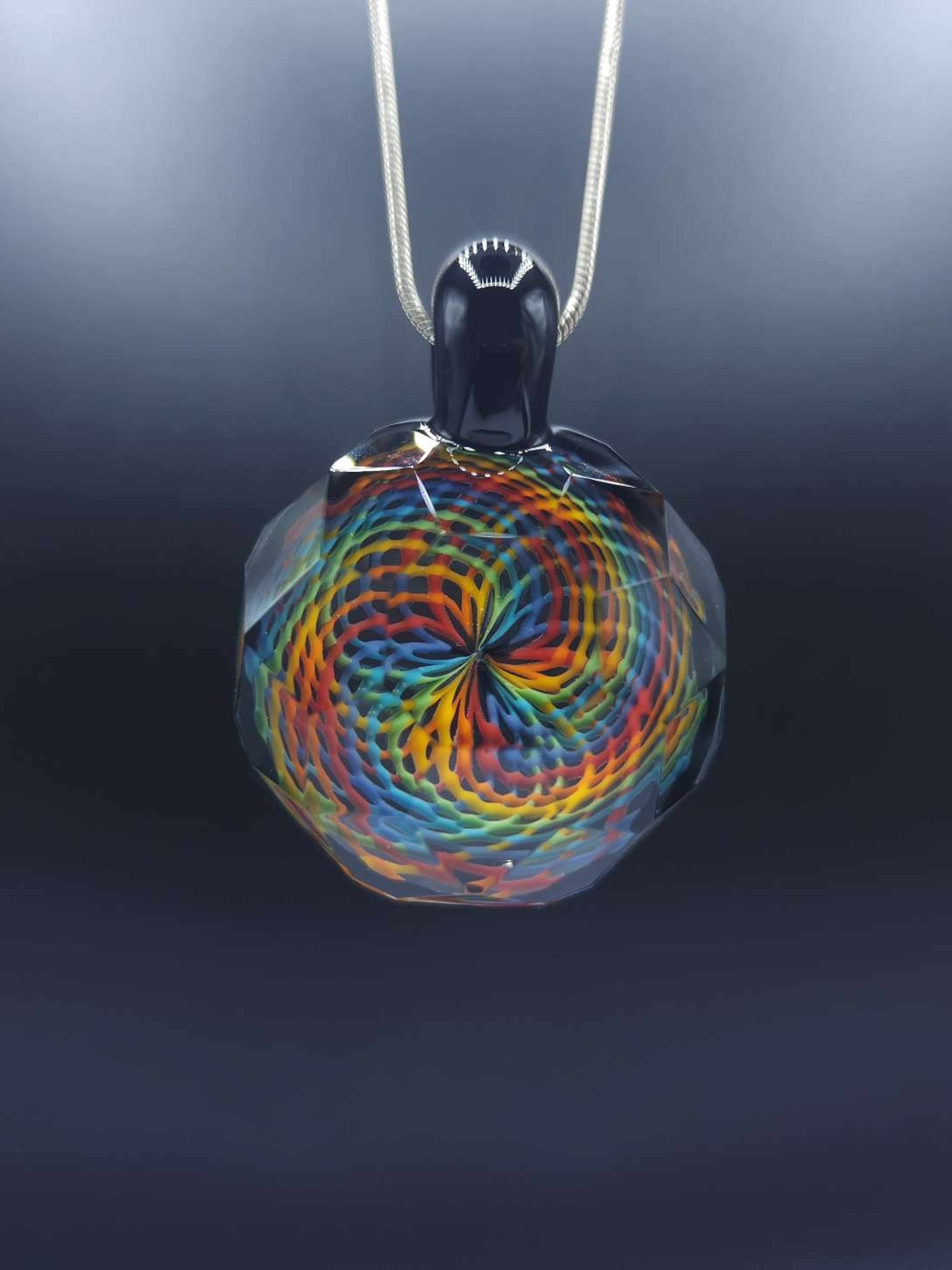Preview pic of Faceted Rainbow Reticello Implosion Pendant