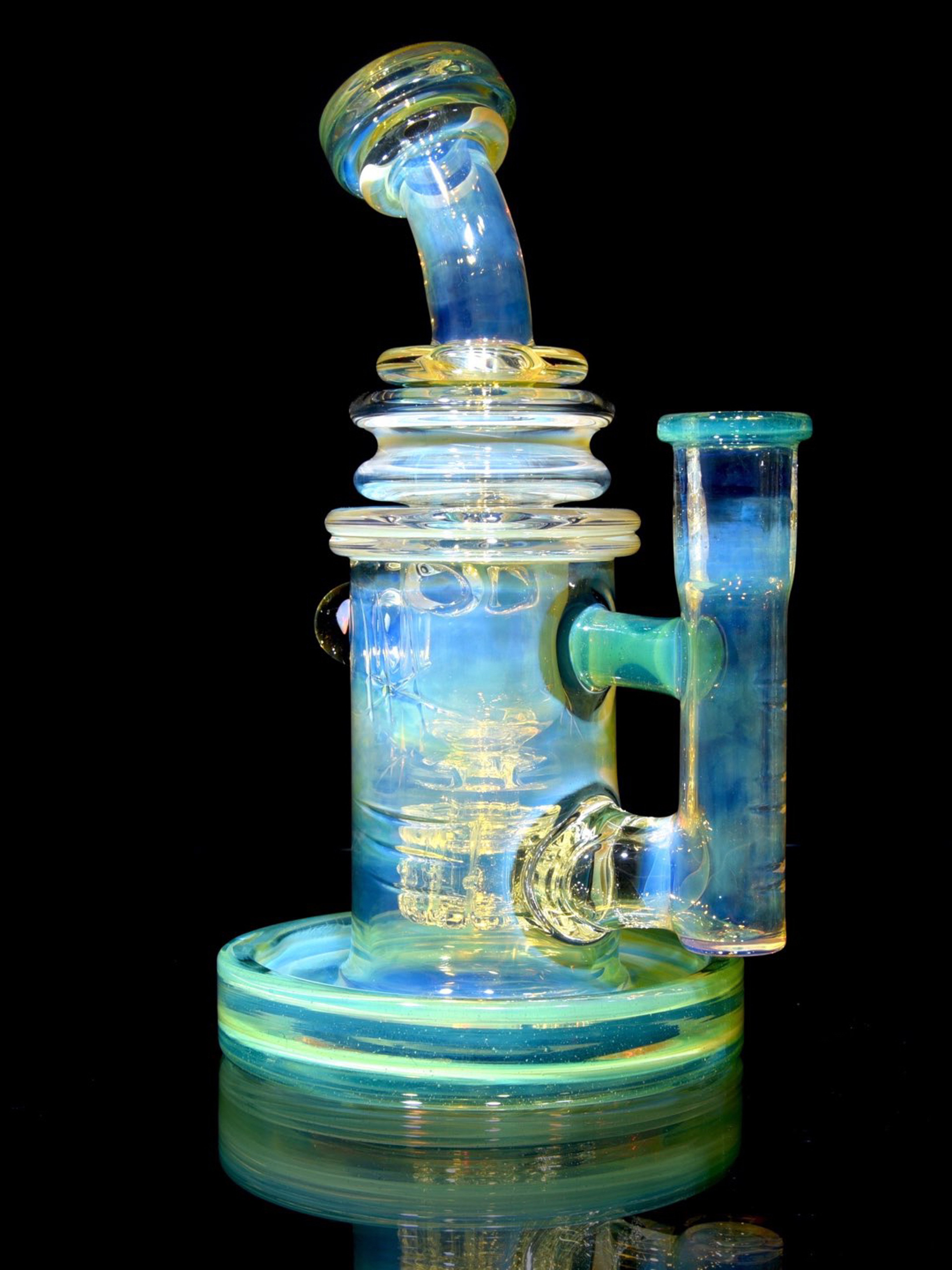 Preview pic of Bronx Glass - Fumed & Carved Incycler w/ Gridded Perc - Sea Slyme - 14mm Female