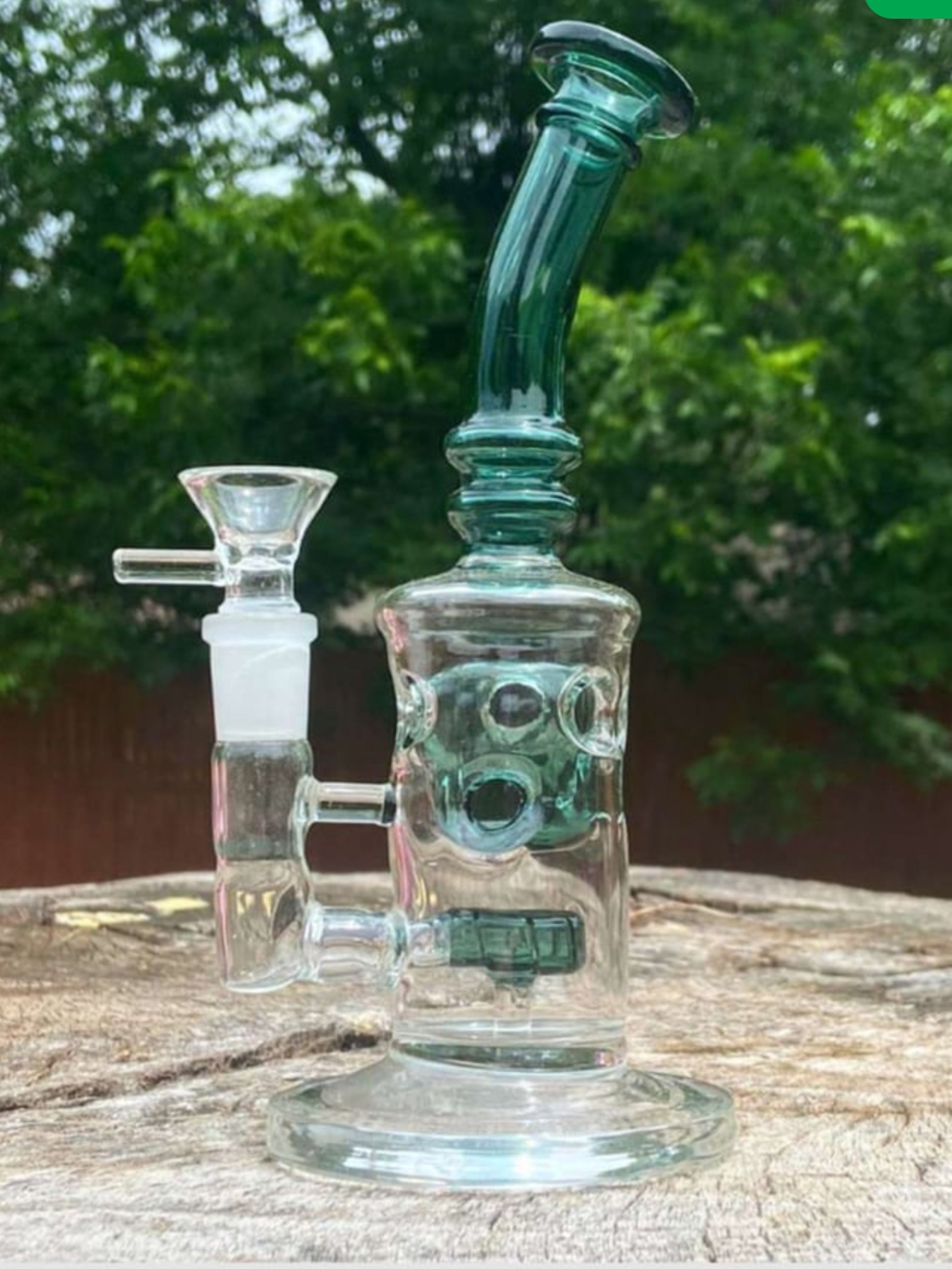 8" Swiss Cheese Glass Recycler Rig image 0