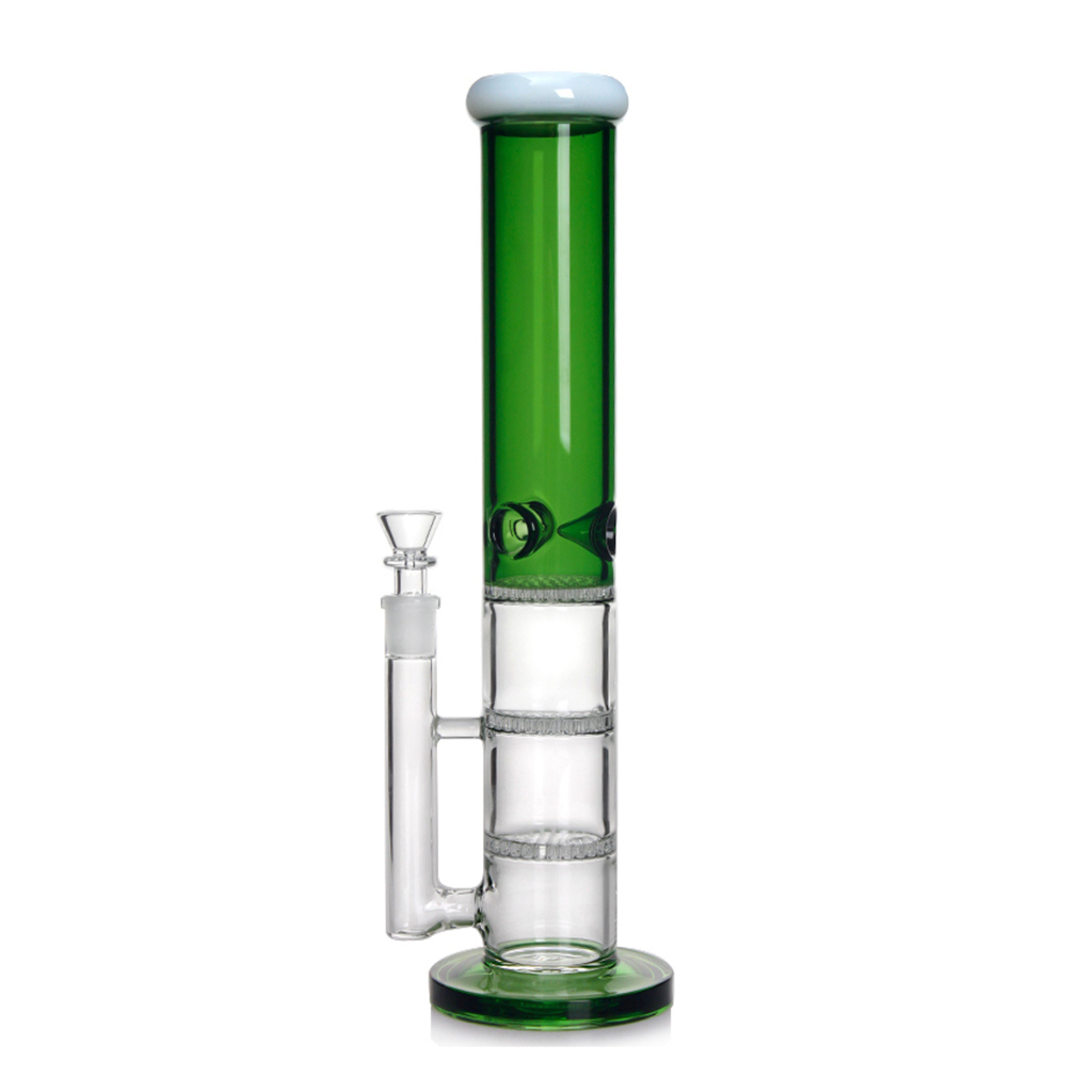 TRIPLE HONEYCOMB PERC SPLIT COLORED TUBE BONG image 0