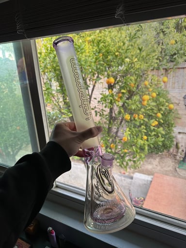 Preview pic of Frosted Translucent Purple Collins Beaker with Gold Label