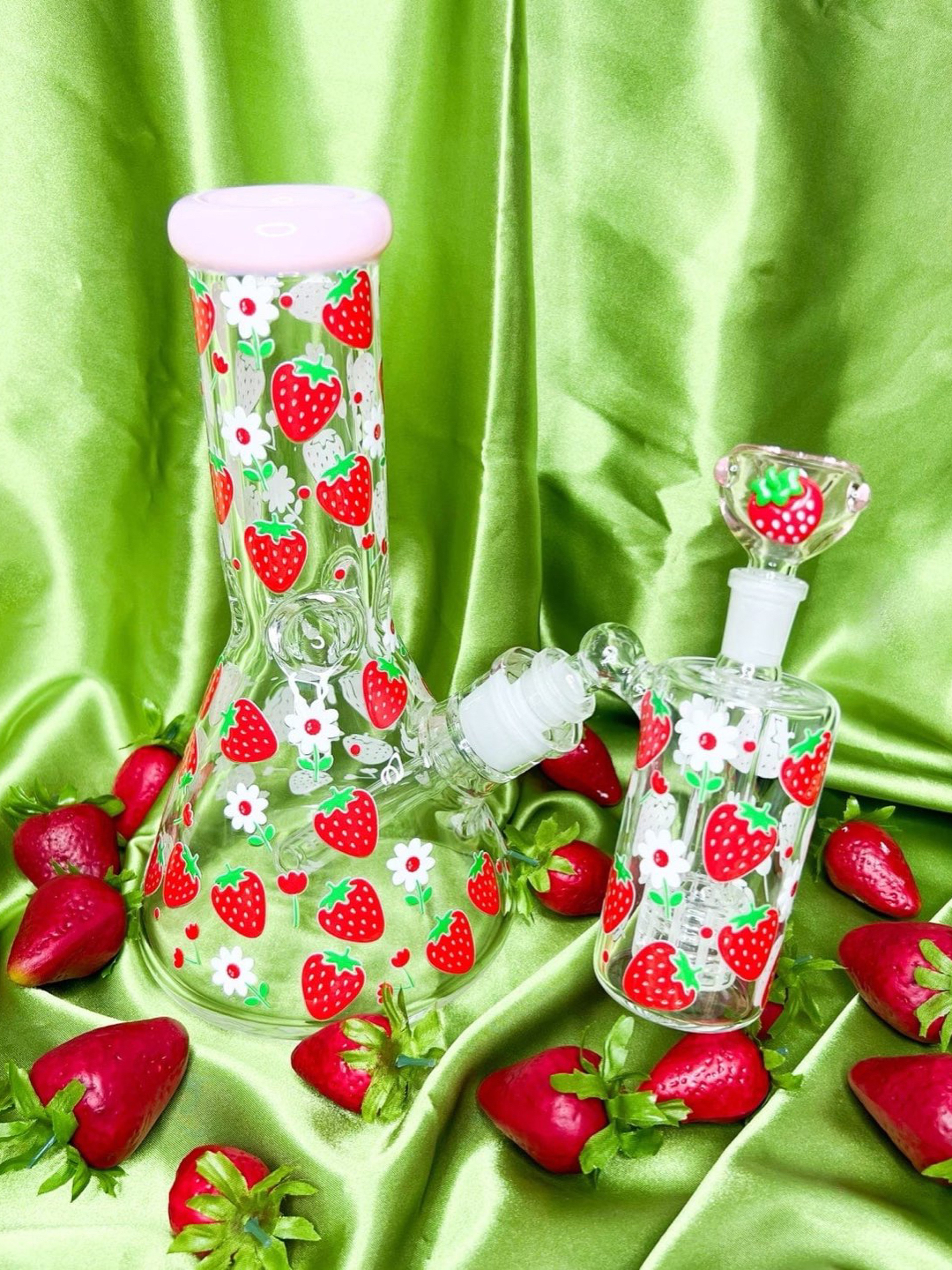 Preview pic of Pink Strawberry 10in Beaker Bong W/ Ash Carcher