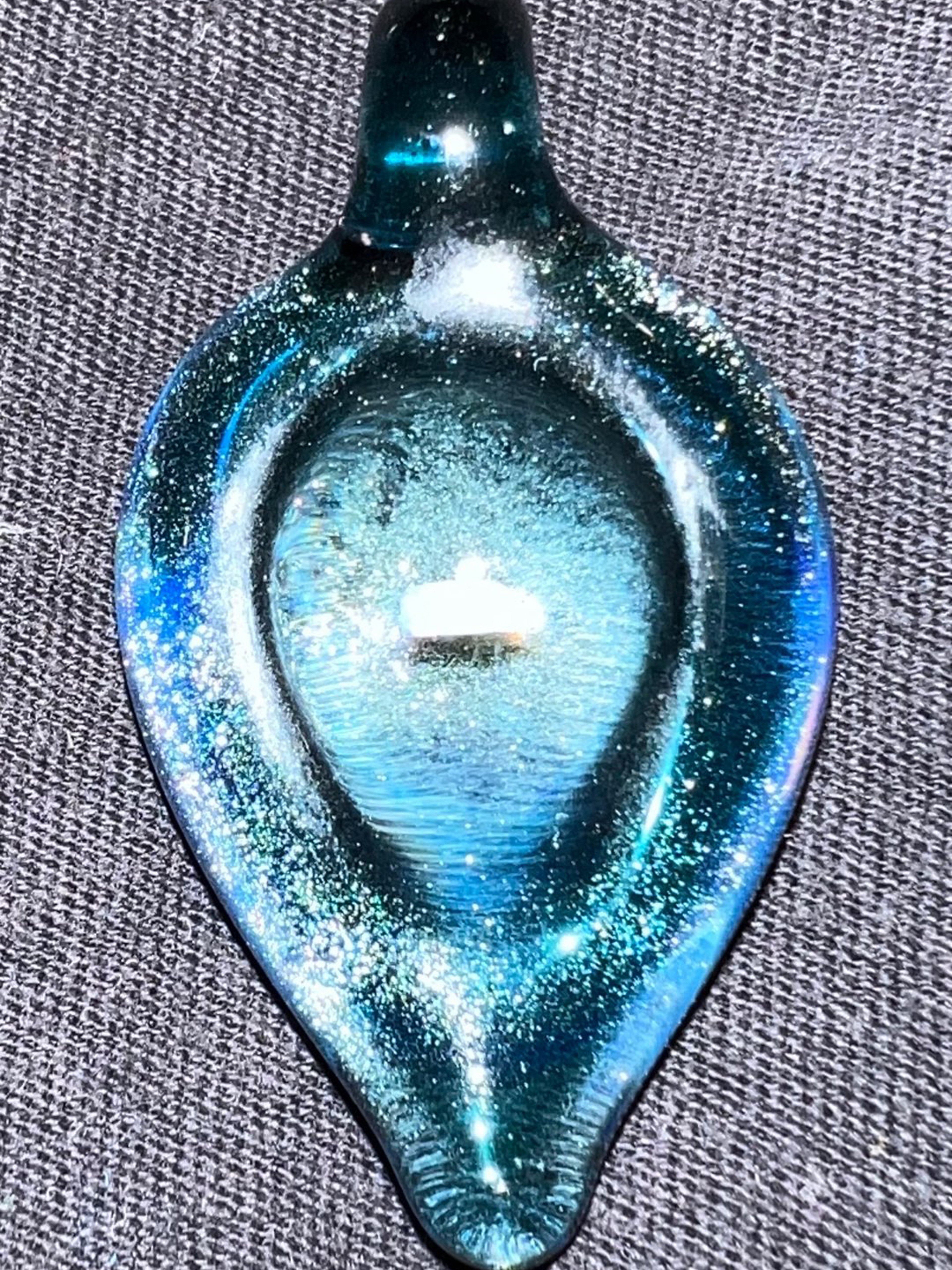 Preview pic of Dosher (Doshworld) Opal Glass Pendant Drip Opal Blue Sparkle