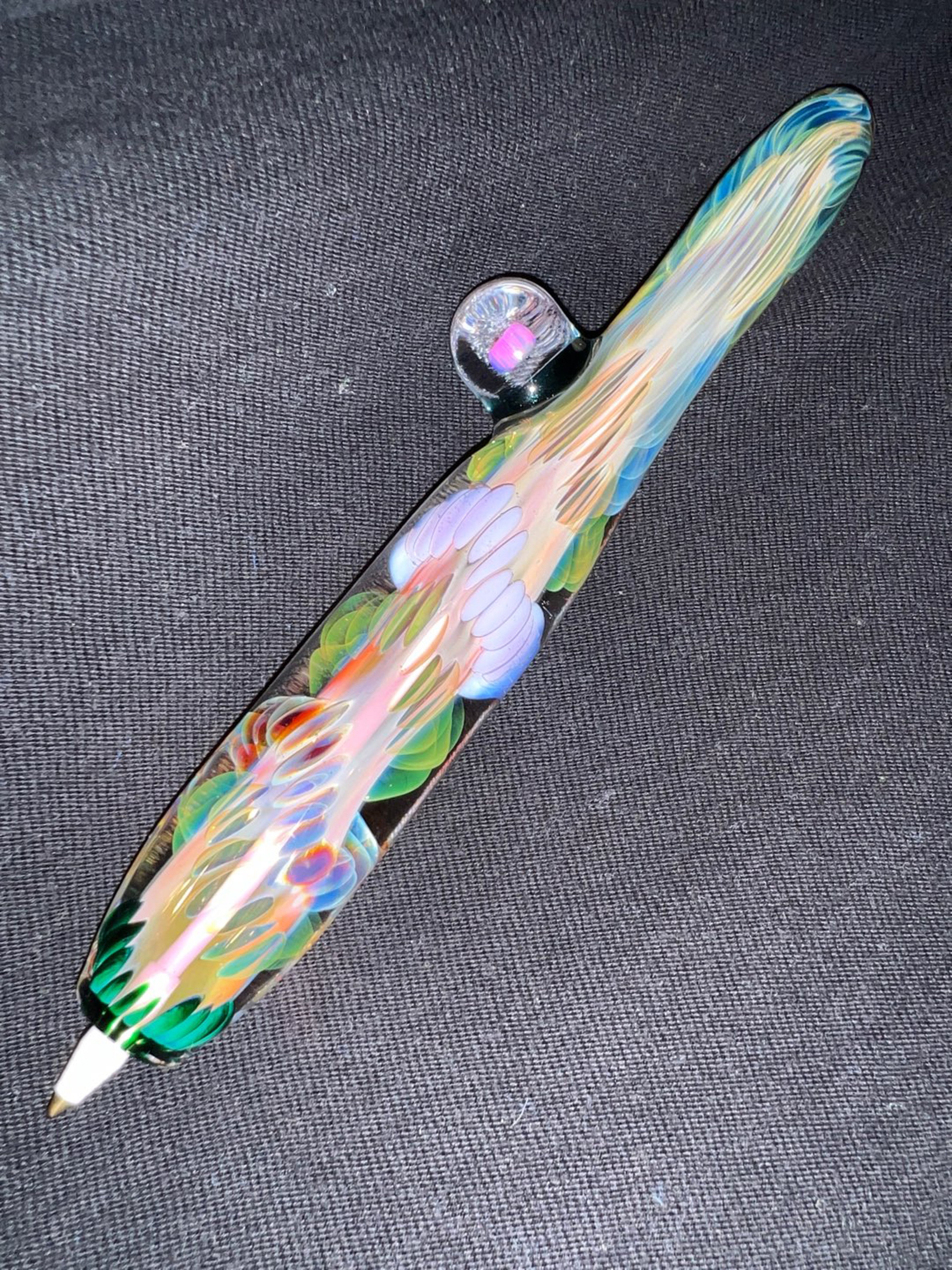 Preview pic of Opal Glass Ballpoint Pen Borosilicate Handmade Calligraphy Refillable Ink Custom