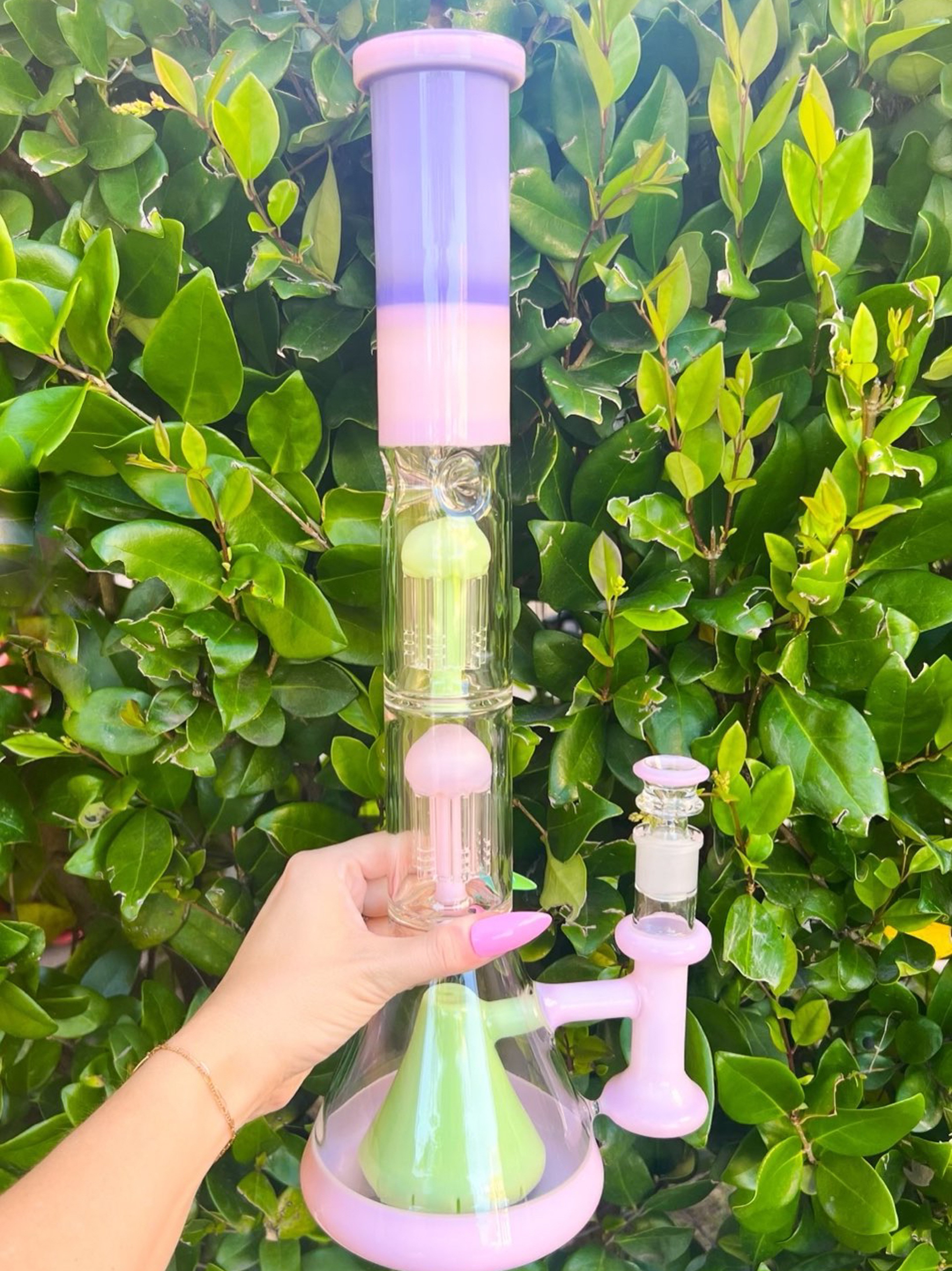 Preview pic of Pink Purple Green Triple Perc 18in Rig