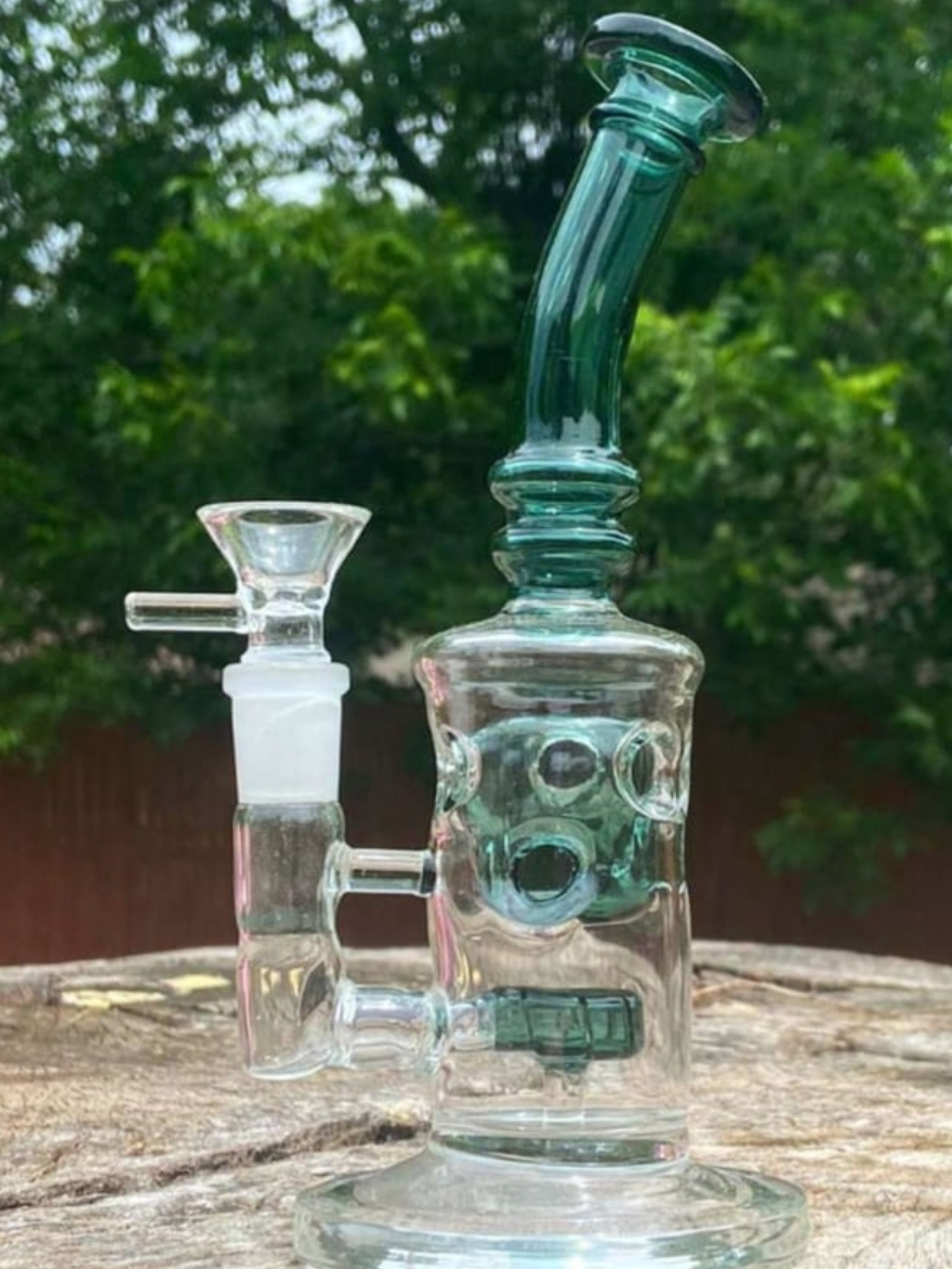 Preview pic of 8" Swiss Cheese Glass Recycler Rig