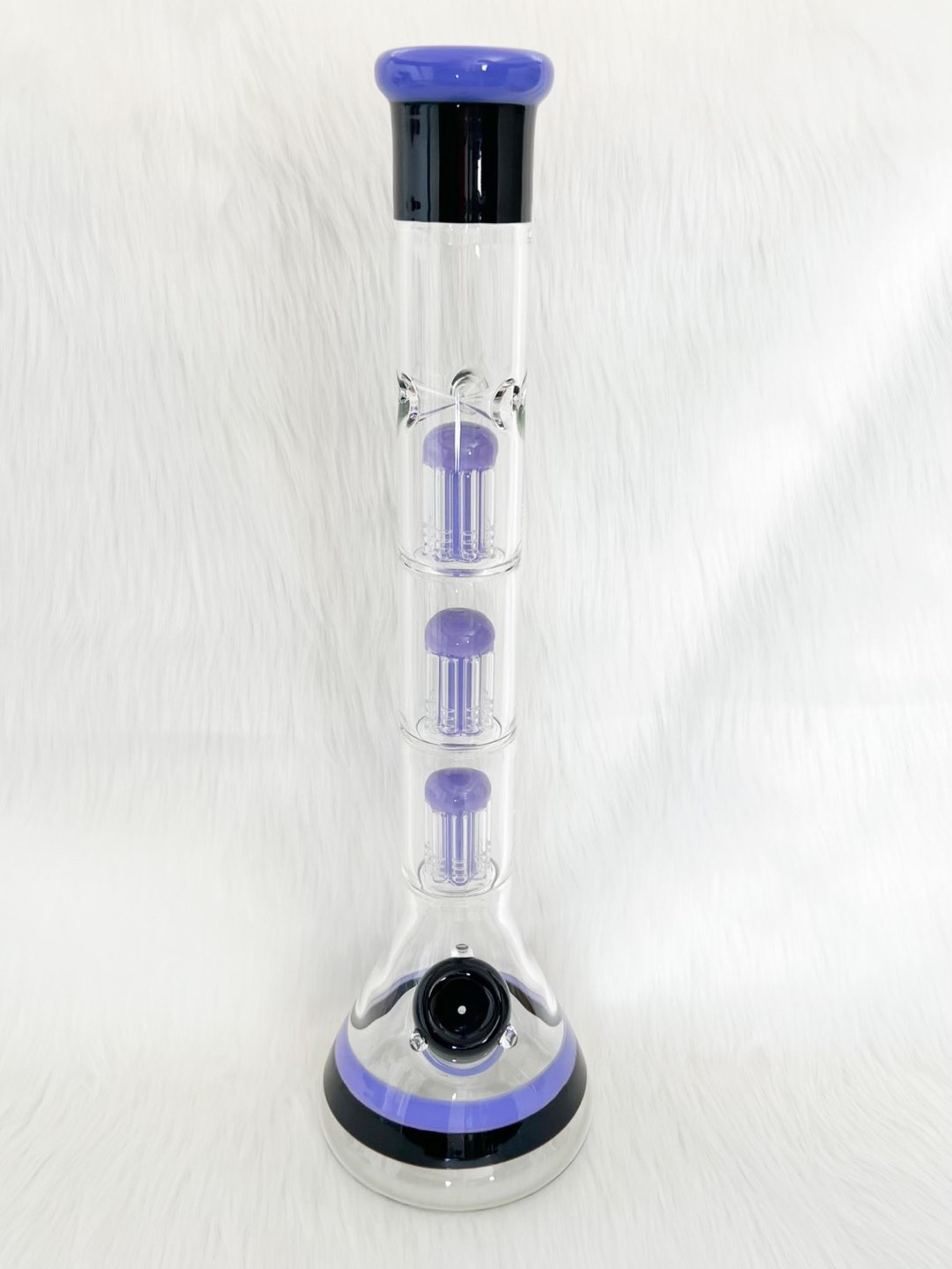 Preview pic of Purple & Black Triple Tree Perc 18in Beaker