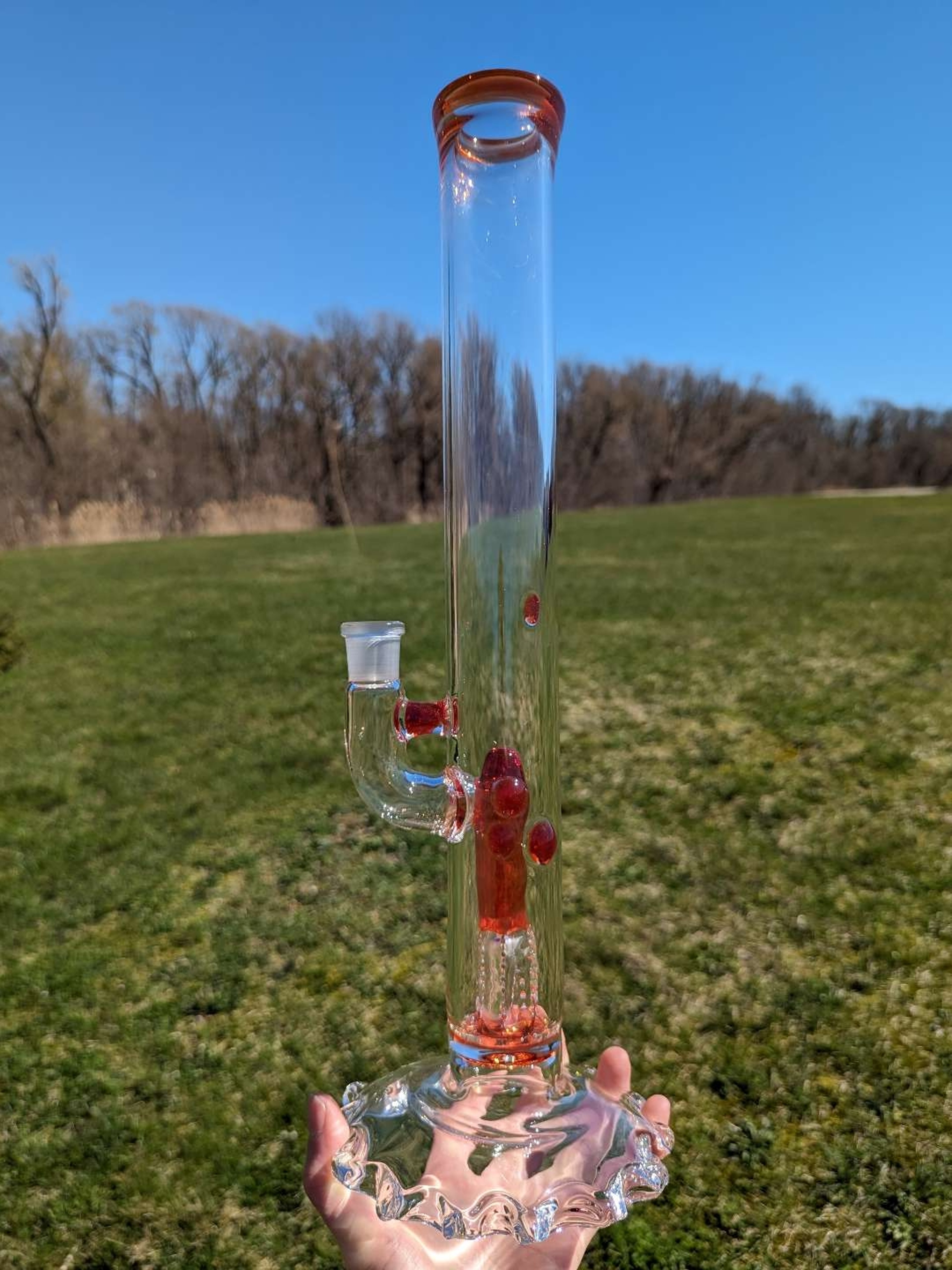 Preview pic of Fire Within Glass Vertical Gridline Ripple Foot Tube