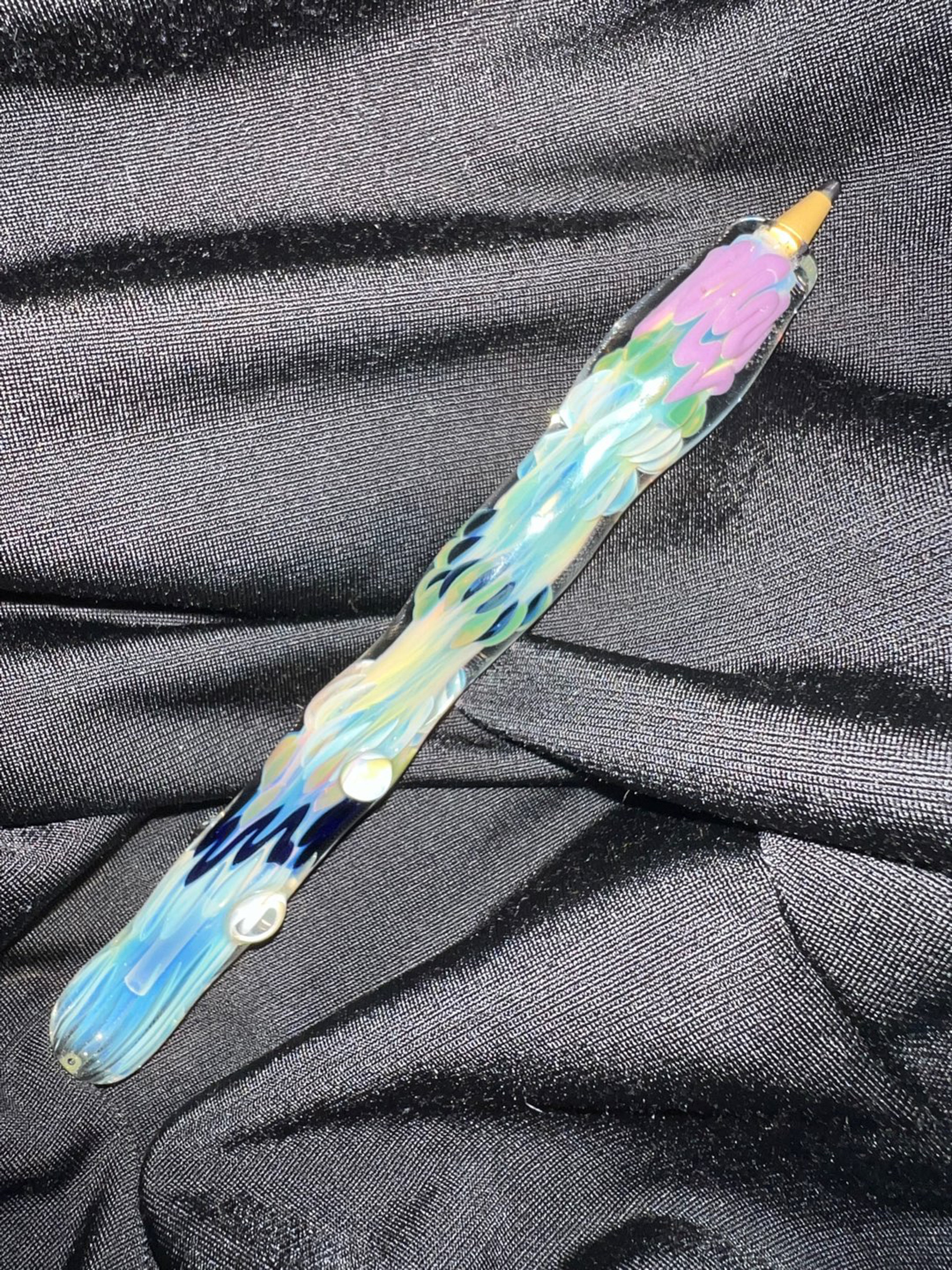 Preview pic of Silver Fume Glass Ballpoint Pen Borosilicate Handmade Calligraphy Refillable Ink Custom