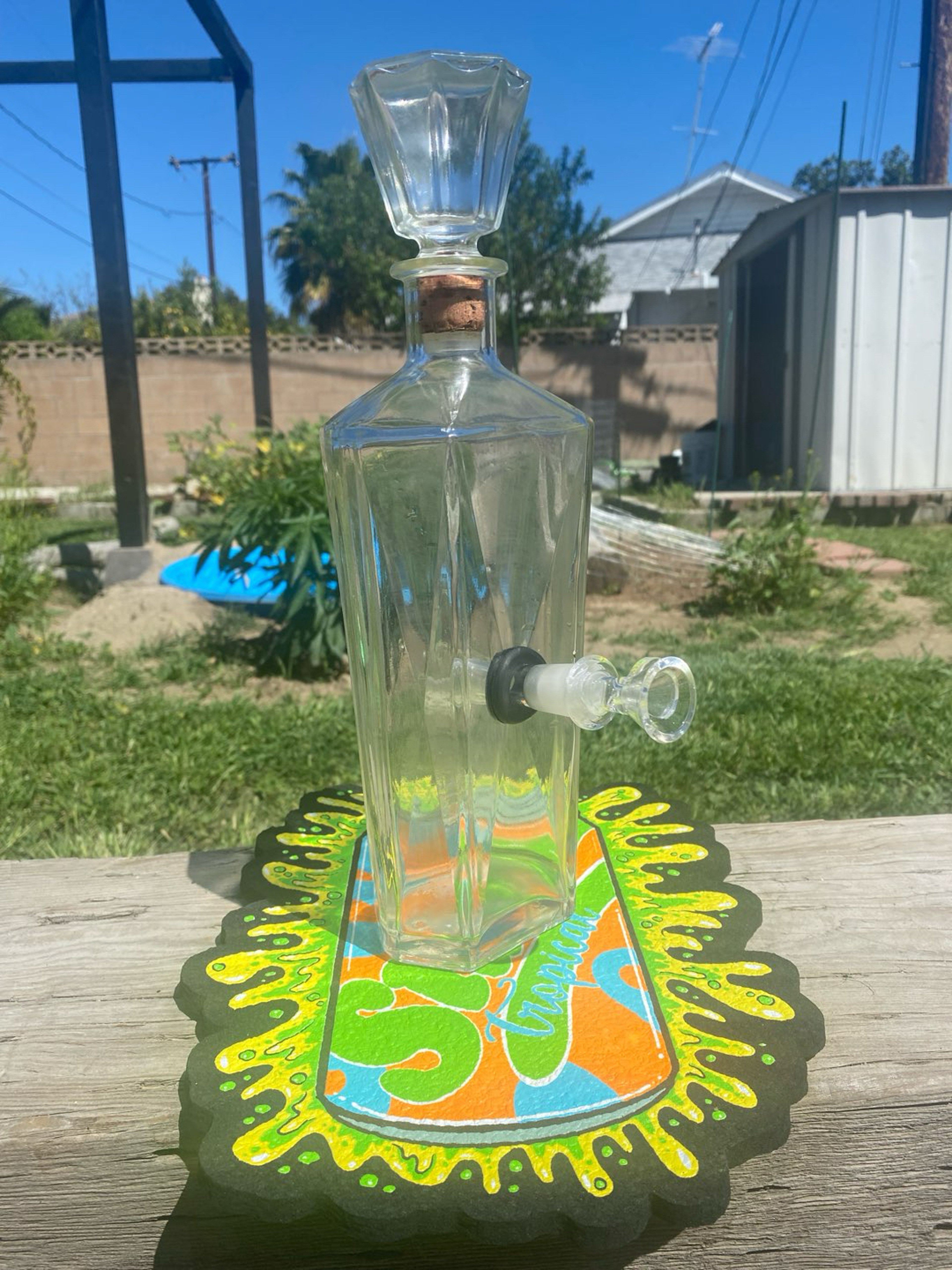 Preview pic of Diamond Cut Glass Decanter bong