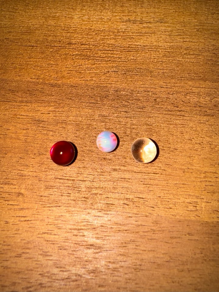 Ruby, Opal, and Clear Pearls