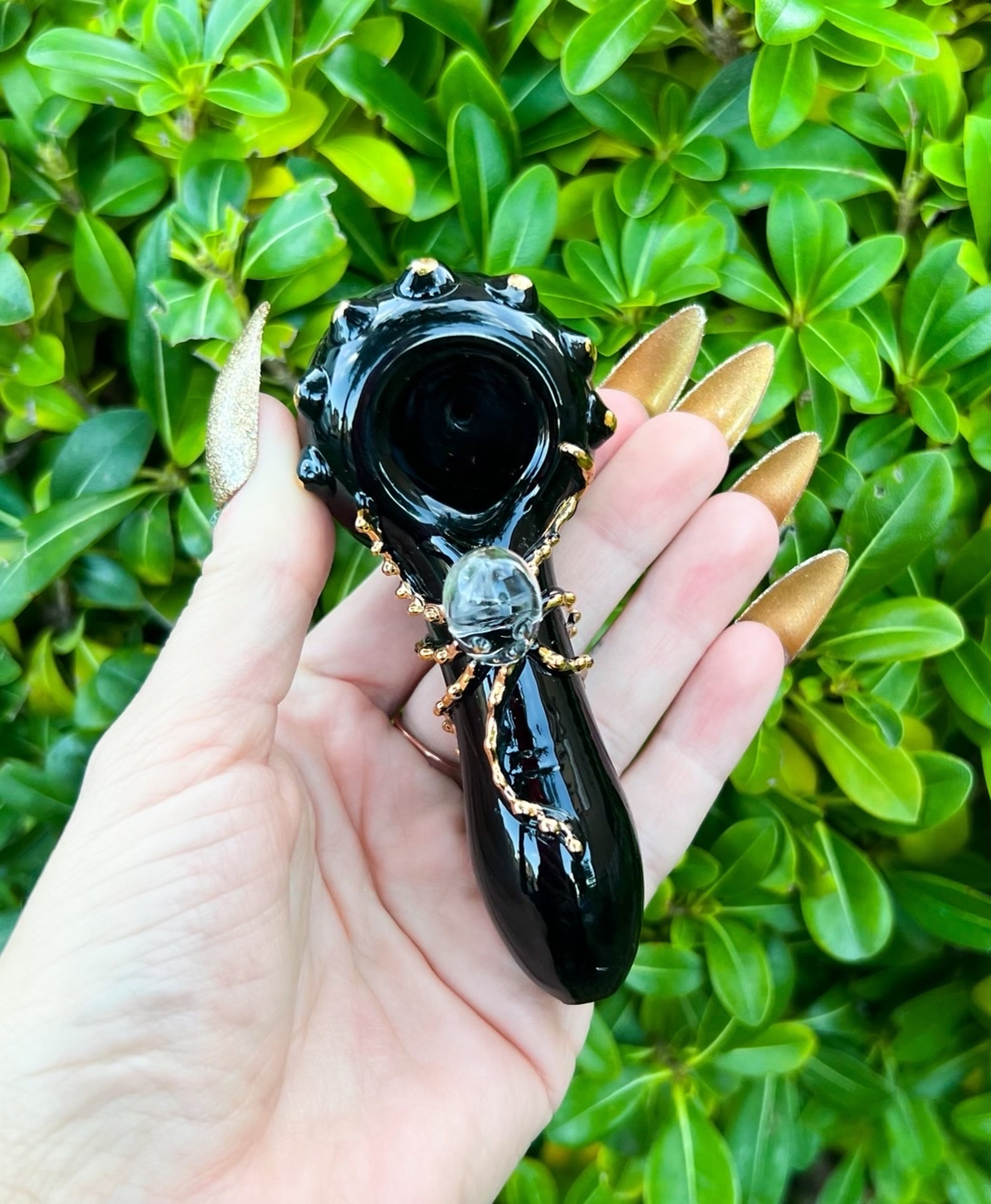 Preview pic of Cheech Black Gold Octopus Hand Pipe
