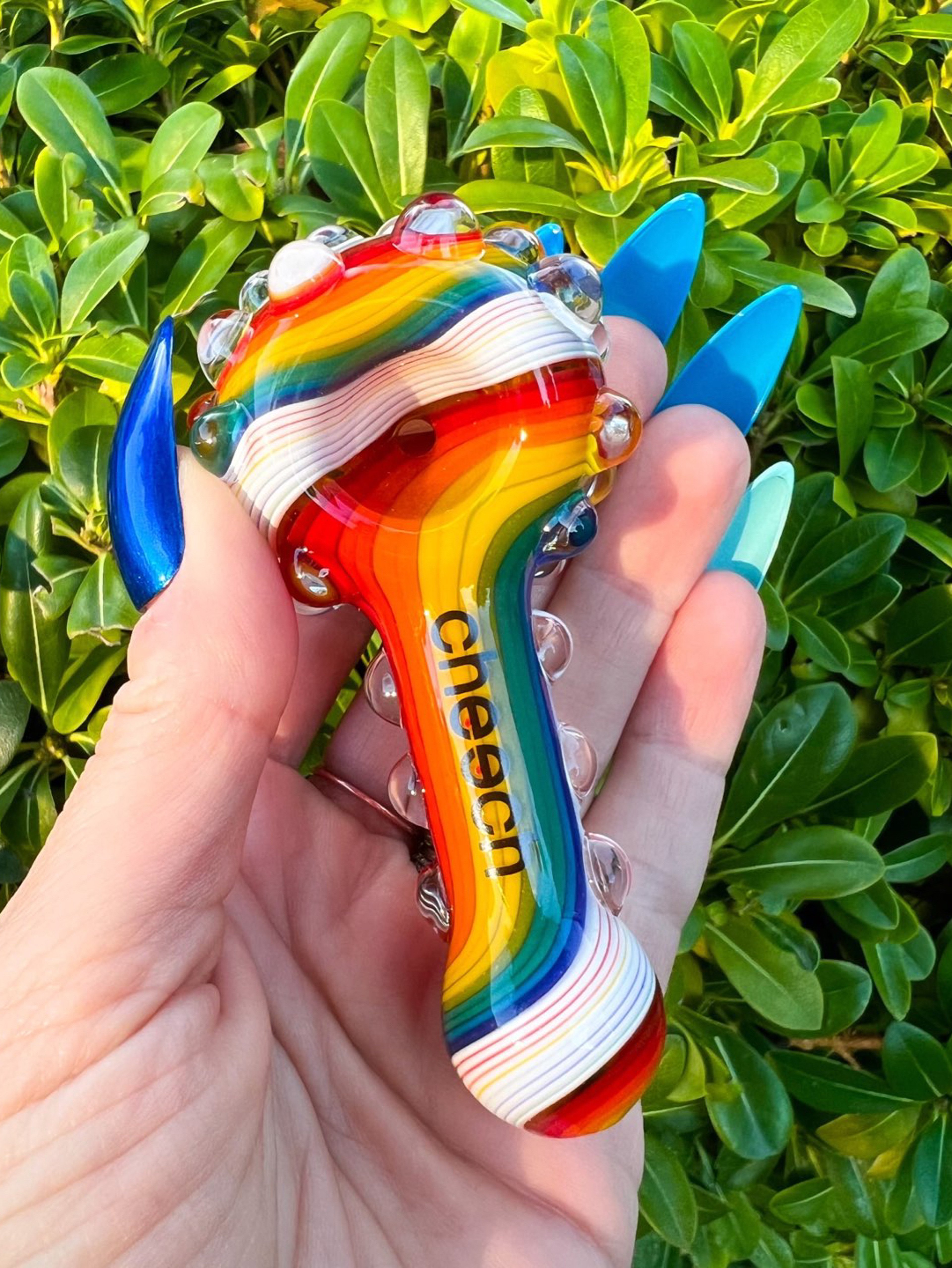 Preview pic of Cheech Rainbow Cane Glass Hand Pipe