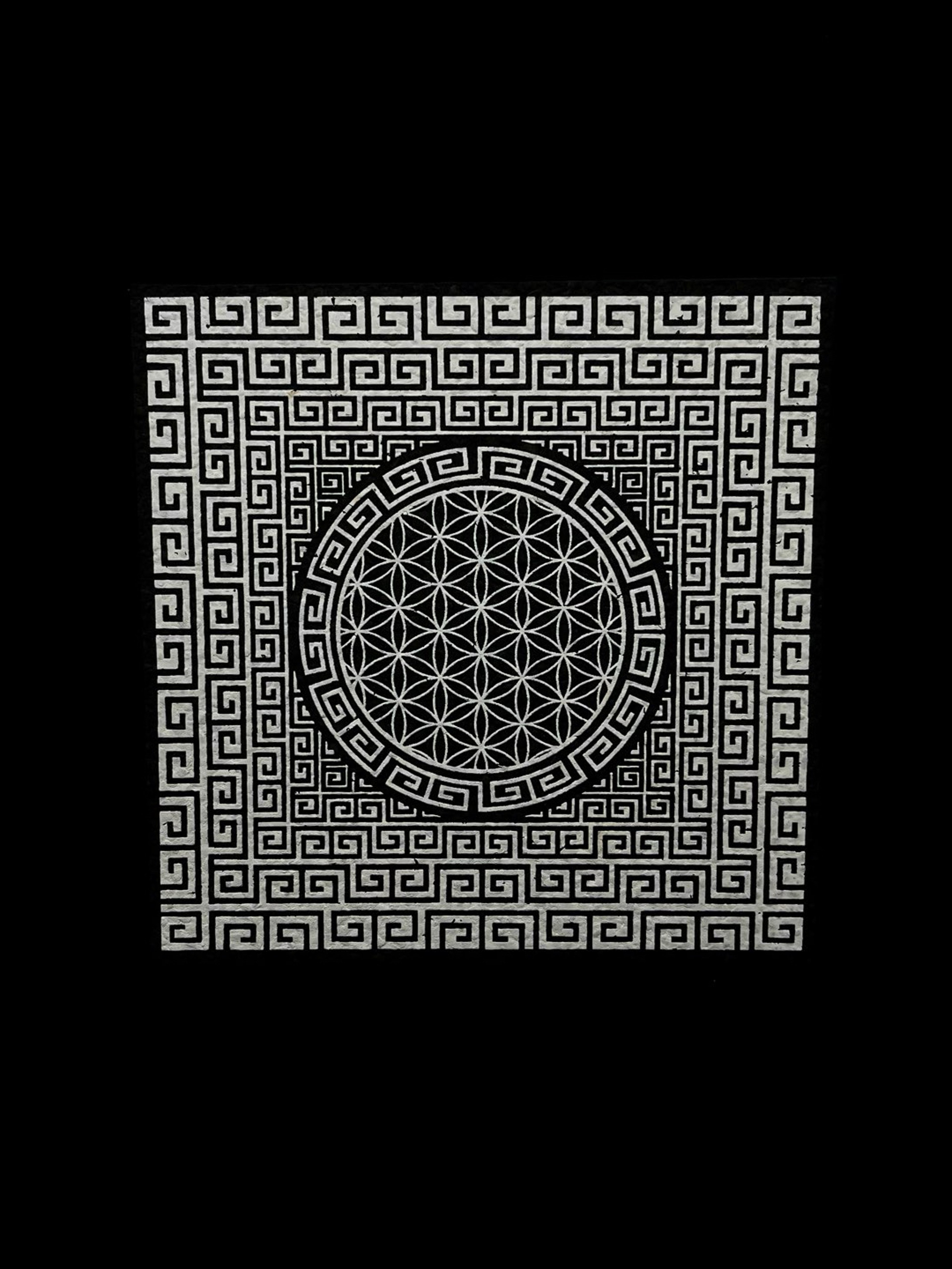 Preview pic of SIGNED le100 Sacred Geometry 8” Square Mat by Grateful Dom x Moodmats