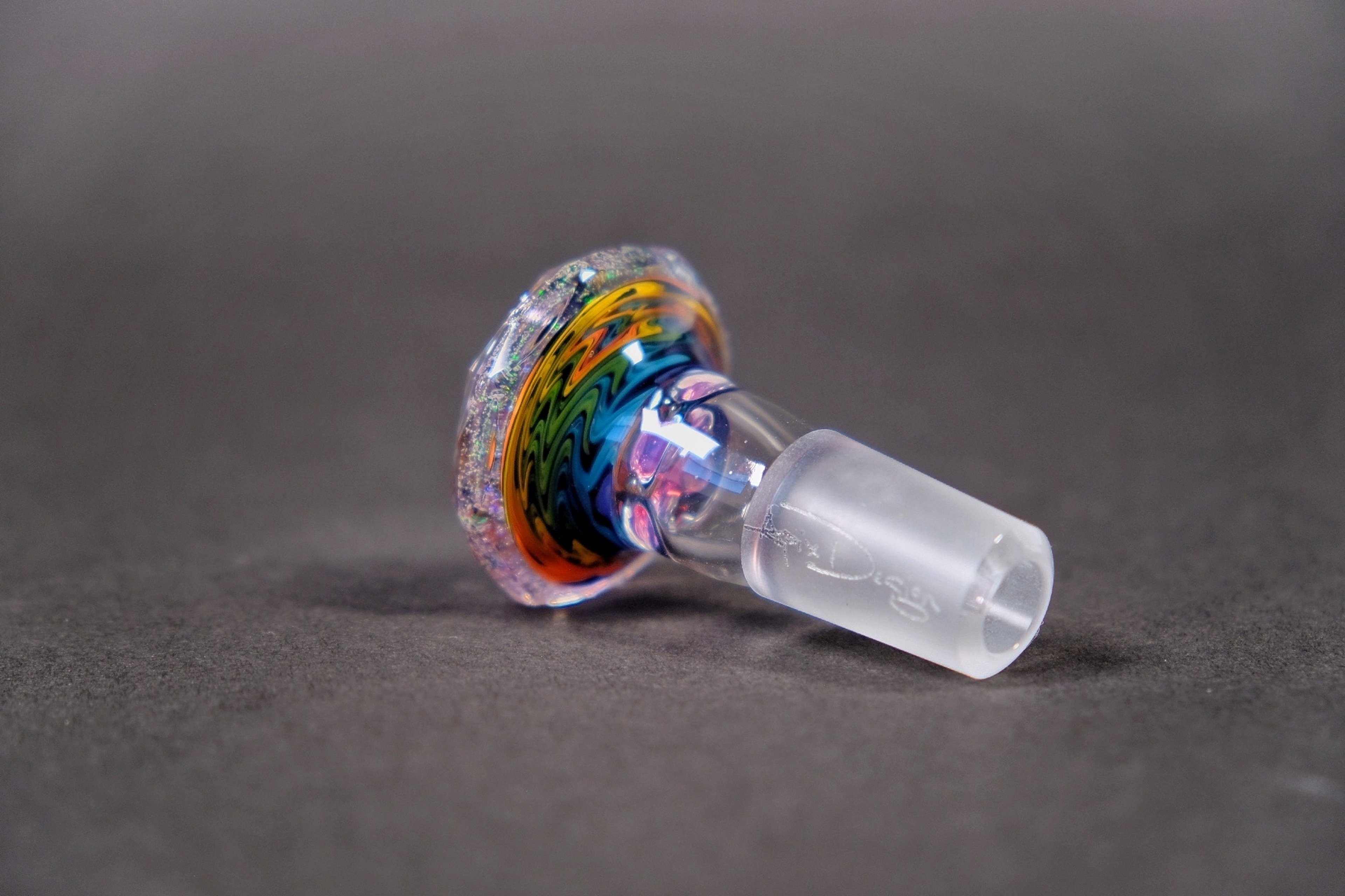 Preview pic of Rainbow Line Worked 4 Hole Slide With Facted Crushed Opal Lip