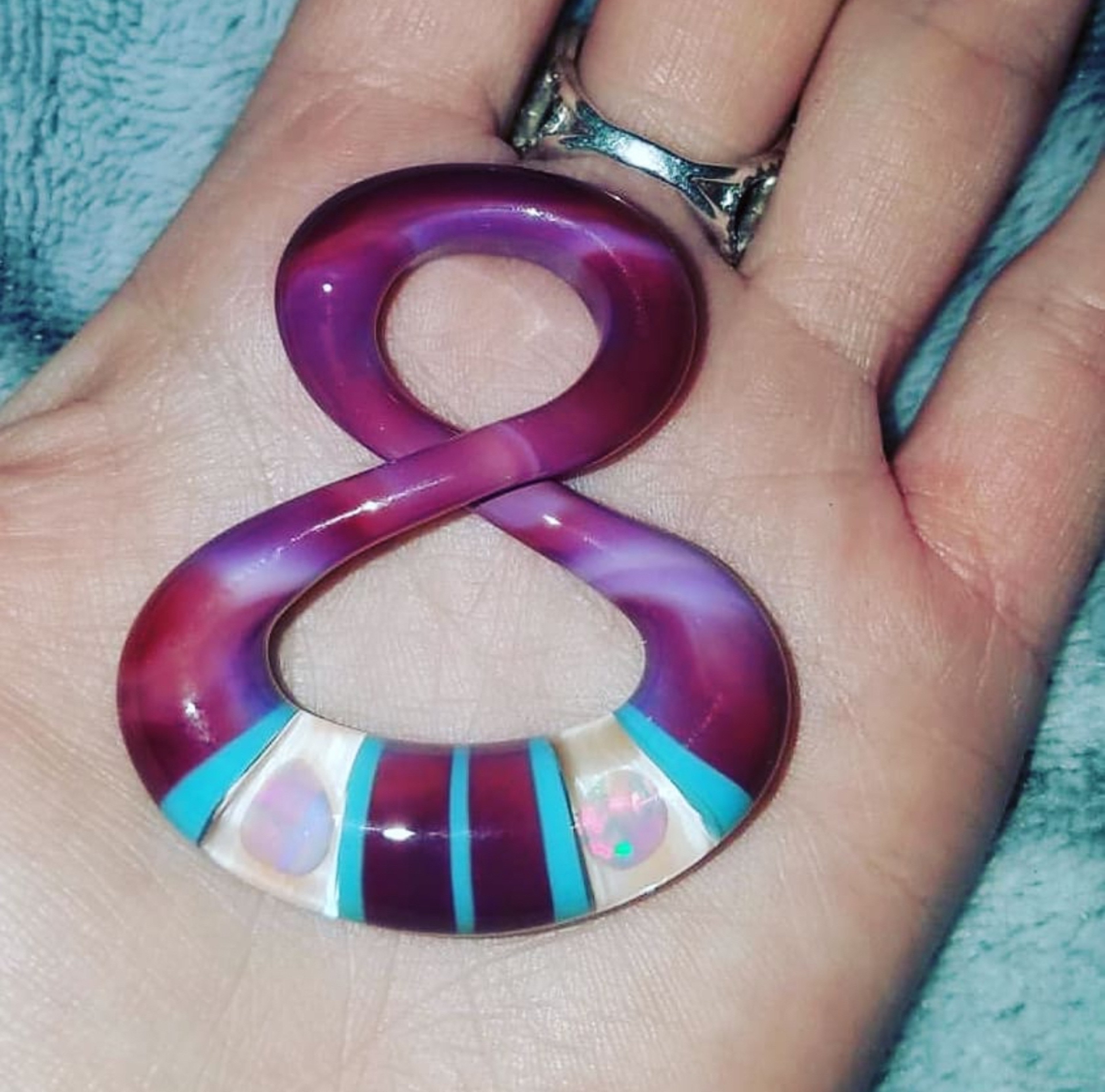Preview pic of Natey Love Custom Douple Opal Infinity Pendy