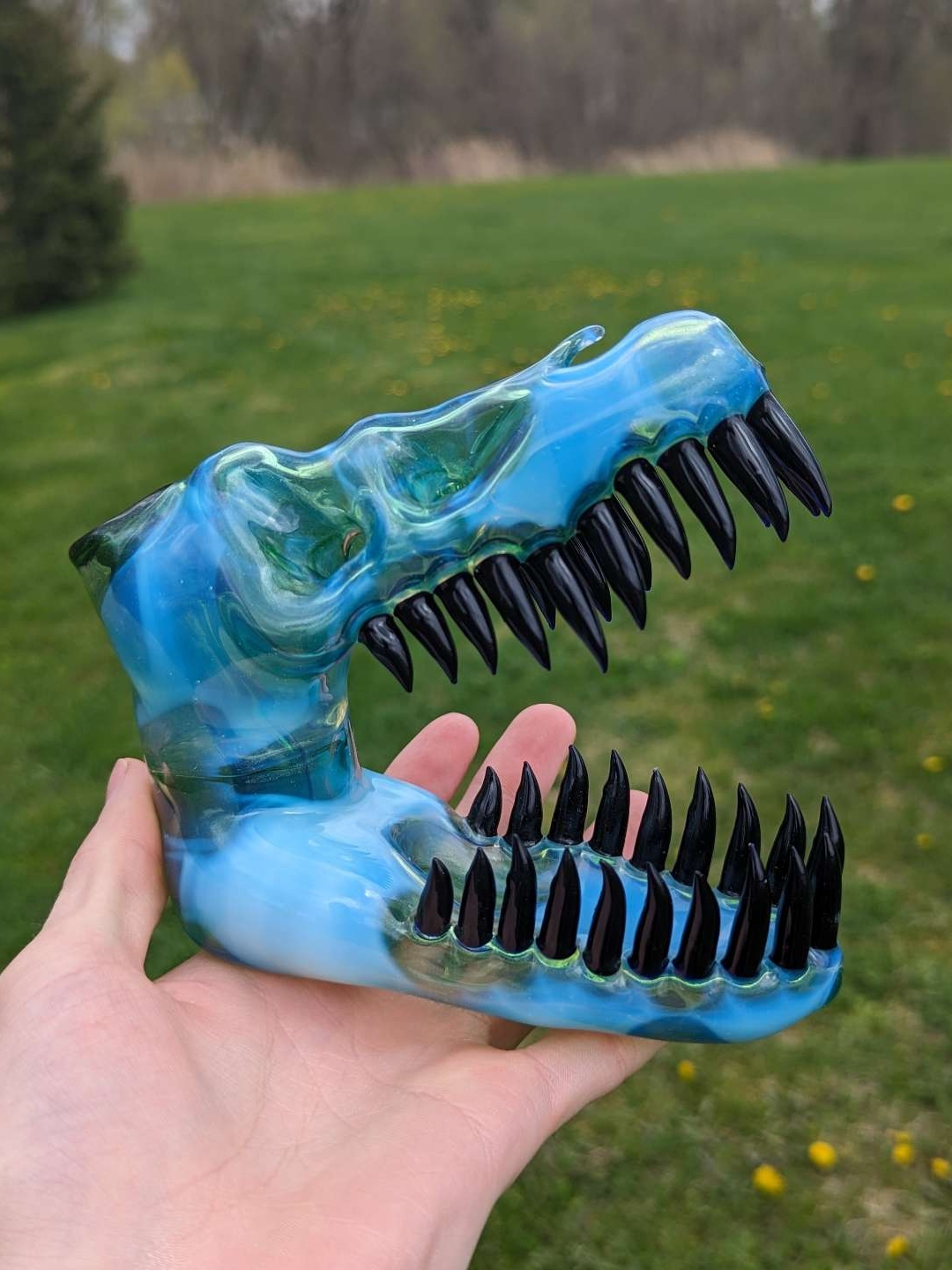 Preview pic of Eka Glass Dinosaur Sculpture Dab Rig Full Color