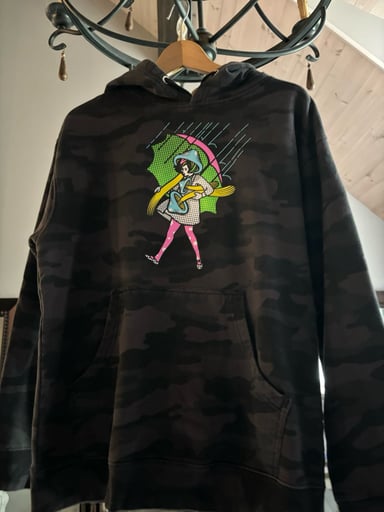 Preview pic of Black camo UV mushroom assault girl slinger hoodie sz M