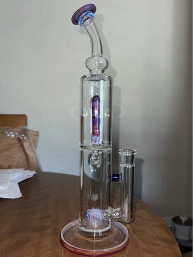 Preview pic of FluidGlass Double Chamber Bubbler w accents