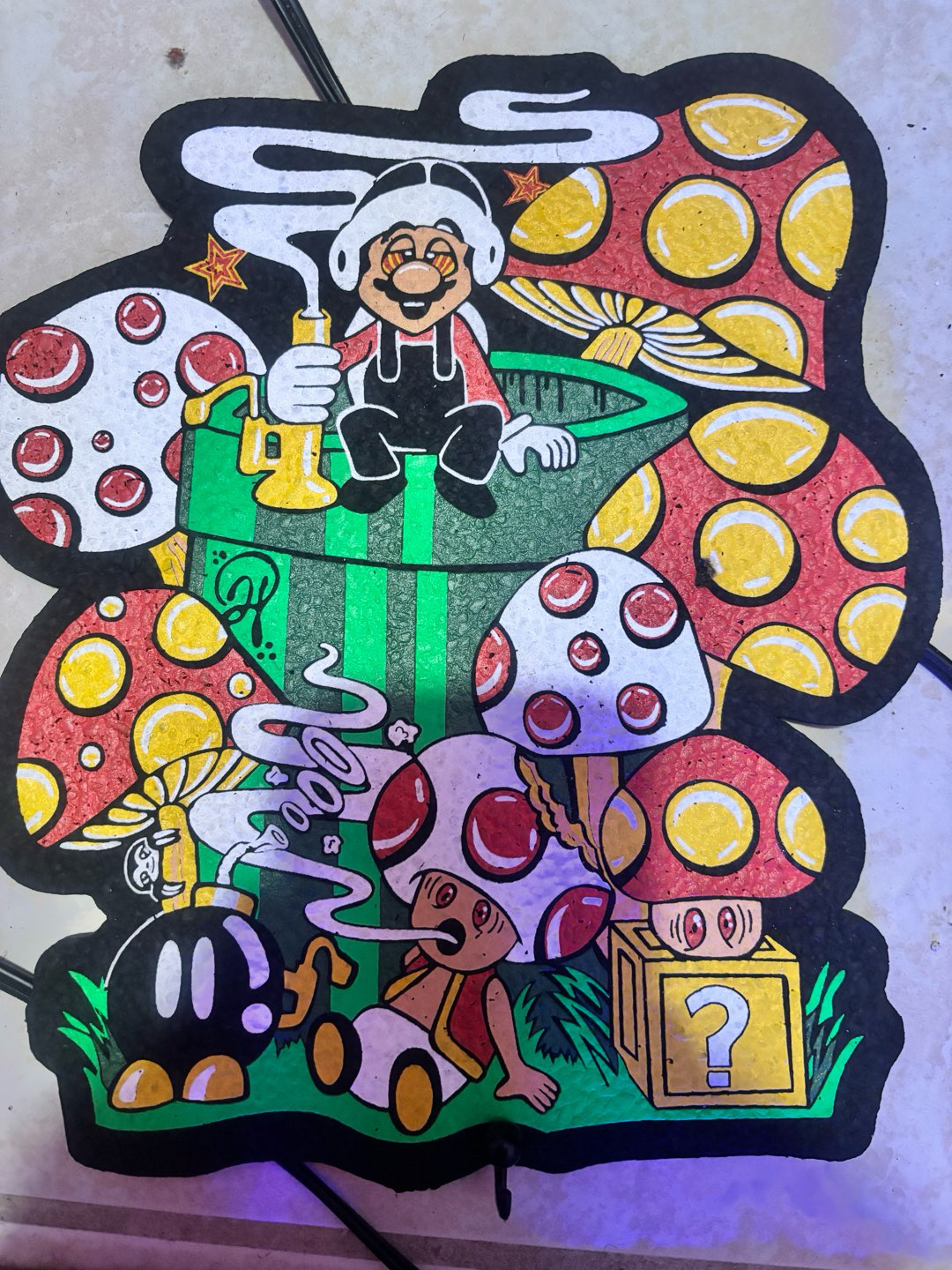 Preview pic of UV reactive “Mario nd the Gang” moodmat x Retro Sloth