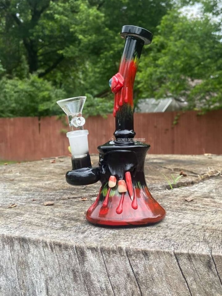 7" Red Glass Bubbler