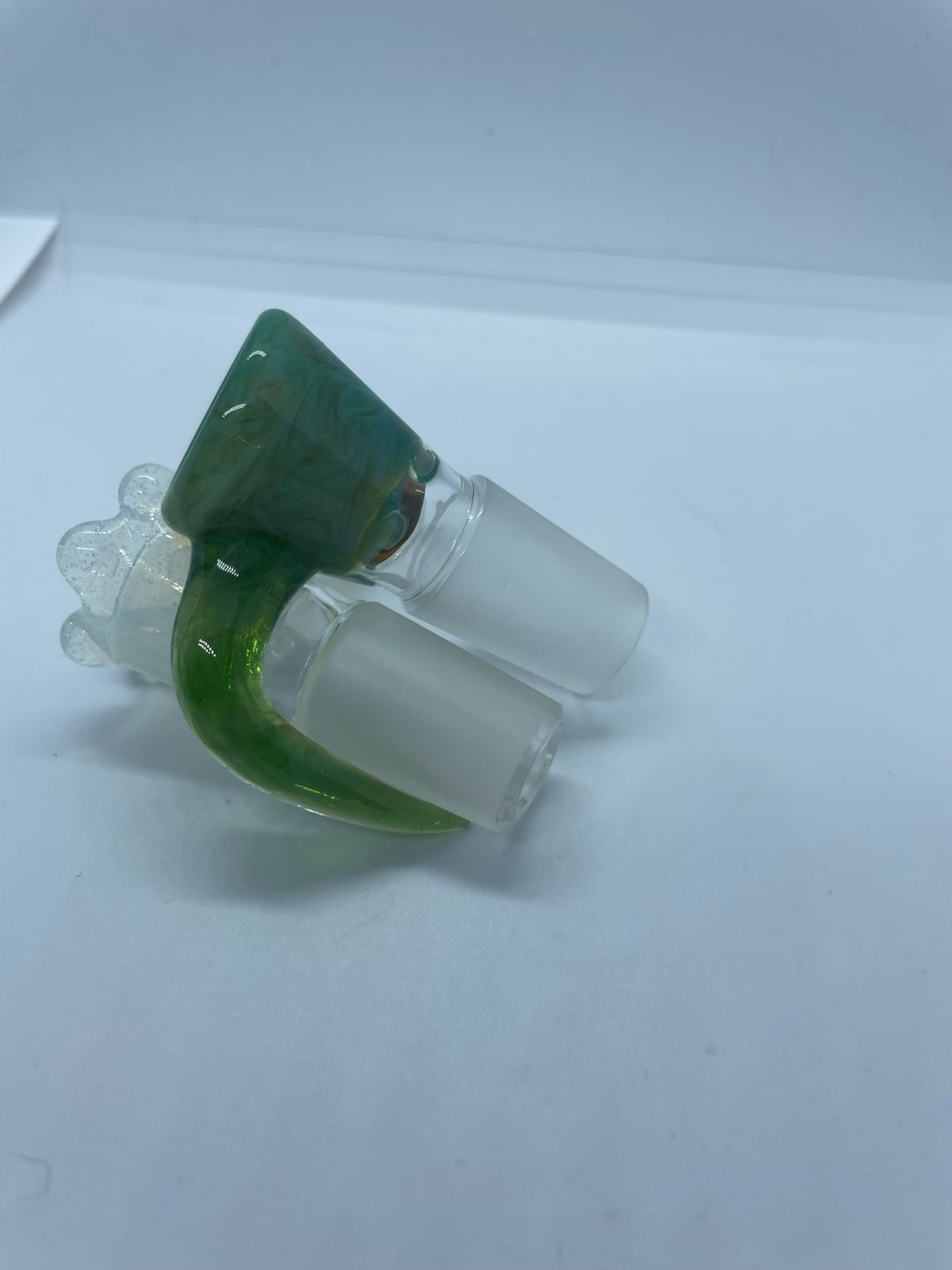 Preview pic of Green horned bowlpiece Handblown 4 hole